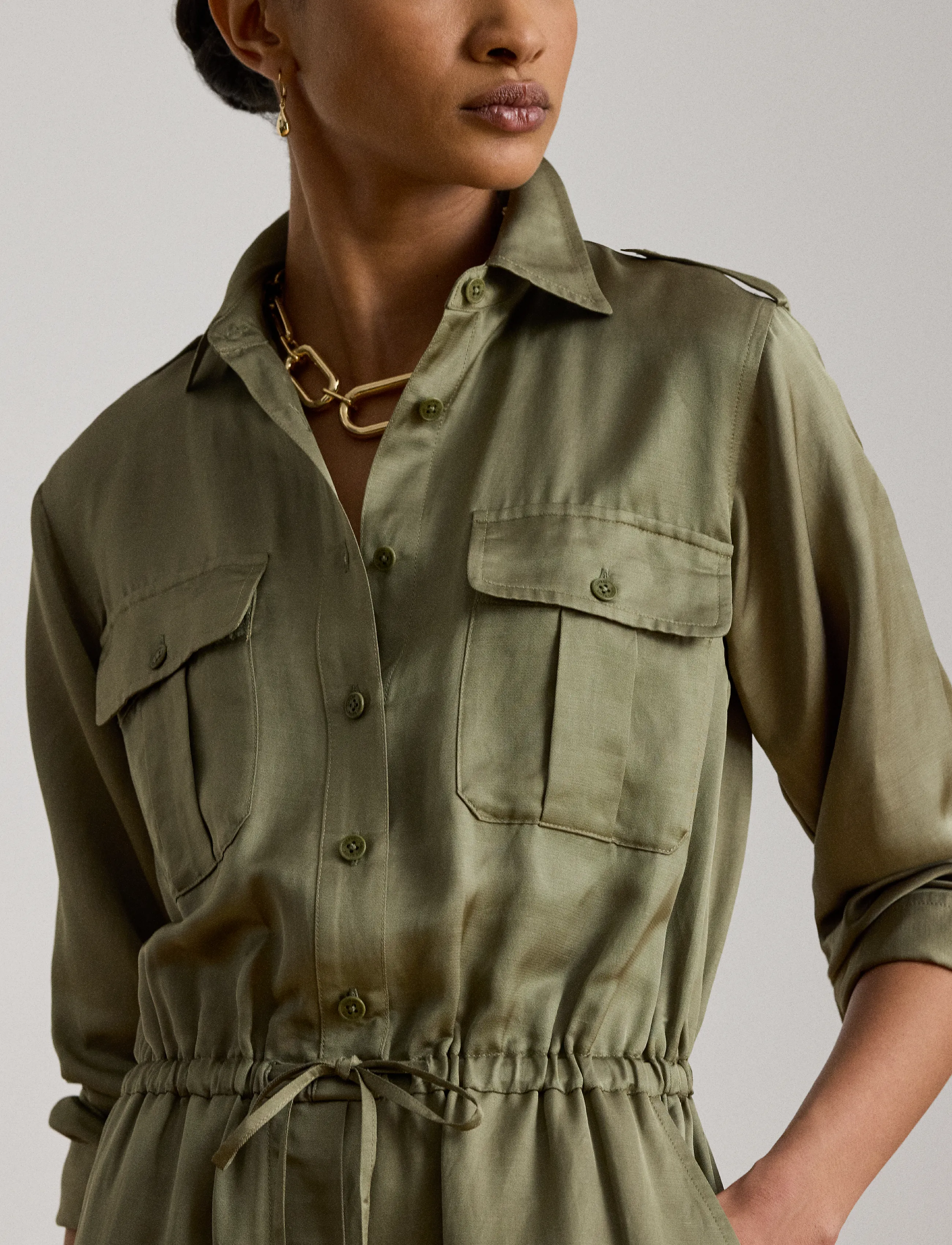 Lauren Ralph Lauren - Shantung Cargo Jumpsuit - buksedragter - light agave - 5