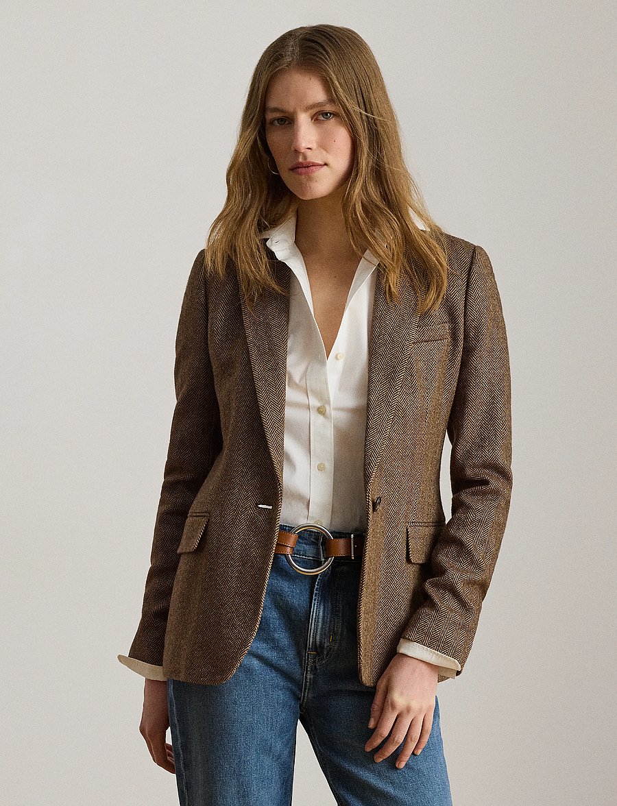 Lauren Ralph Lauren - Y/D COTTON WOOL-WVN-BLAZER/SPORT CO - enkeltradede blazere - brown/tan multi - 0
