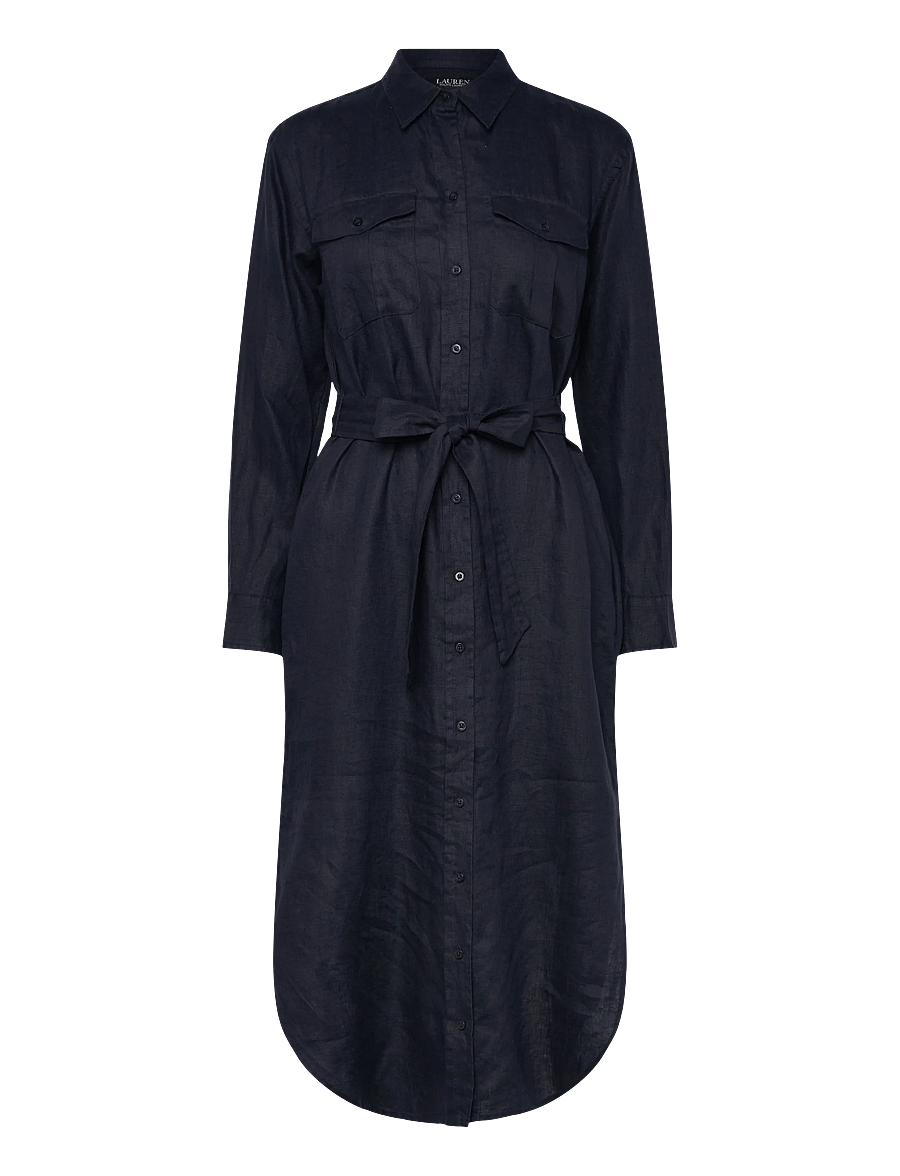 Lauren Ralph Lauren - SOFT DRAPEY LINEN-WVN-DRESSES - skjortekjoler - lauren navy - 1