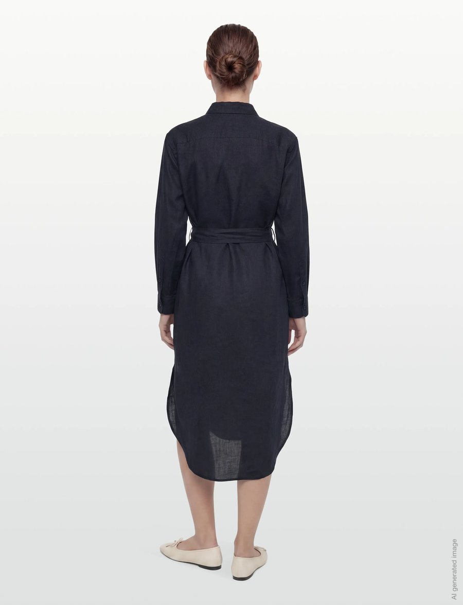 Lauren Ralph Lauren - SOFT DRAPEY LINEN-WVN-DRESSES - skjortekjoler - lauren navy - 3