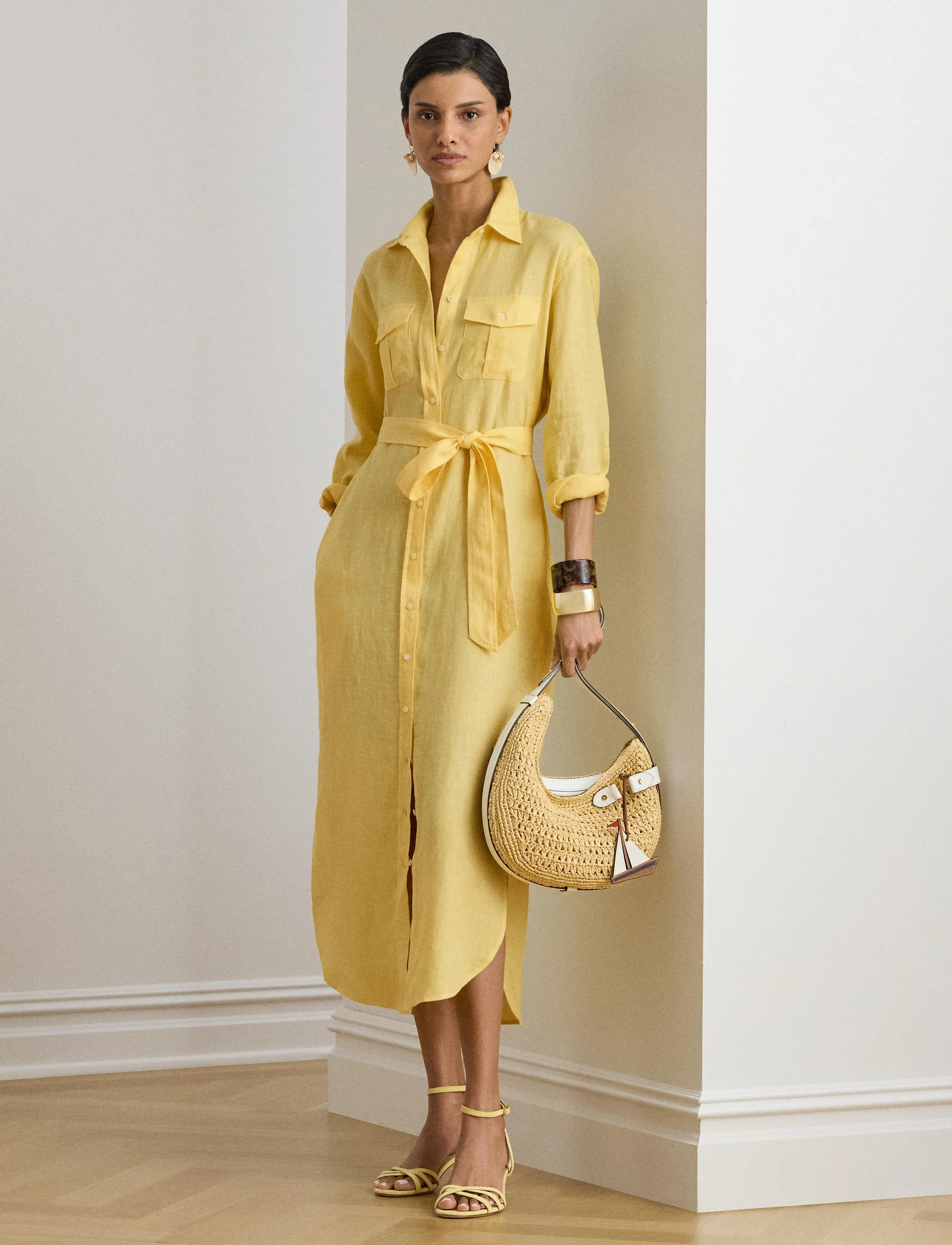 Lauren Ralph Lauren - SOFT DRAPEY LINEN-WVN-DRESSES - hemdkleider - lemon sorbet - 5
