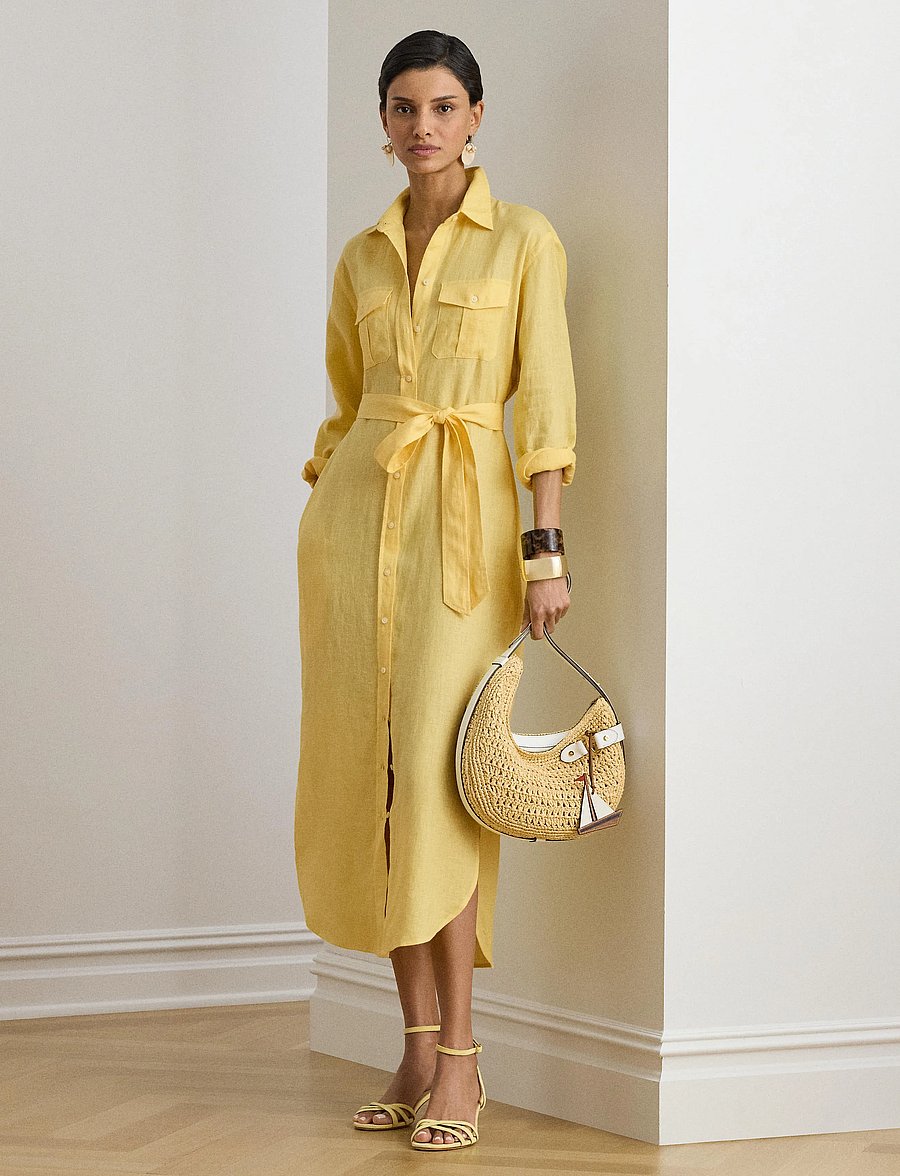 Lauren Ralph Lauren - SOFT DRAPEY LINEN-WVN-DRESSES - hemdkleider - lemon sorbet - 5