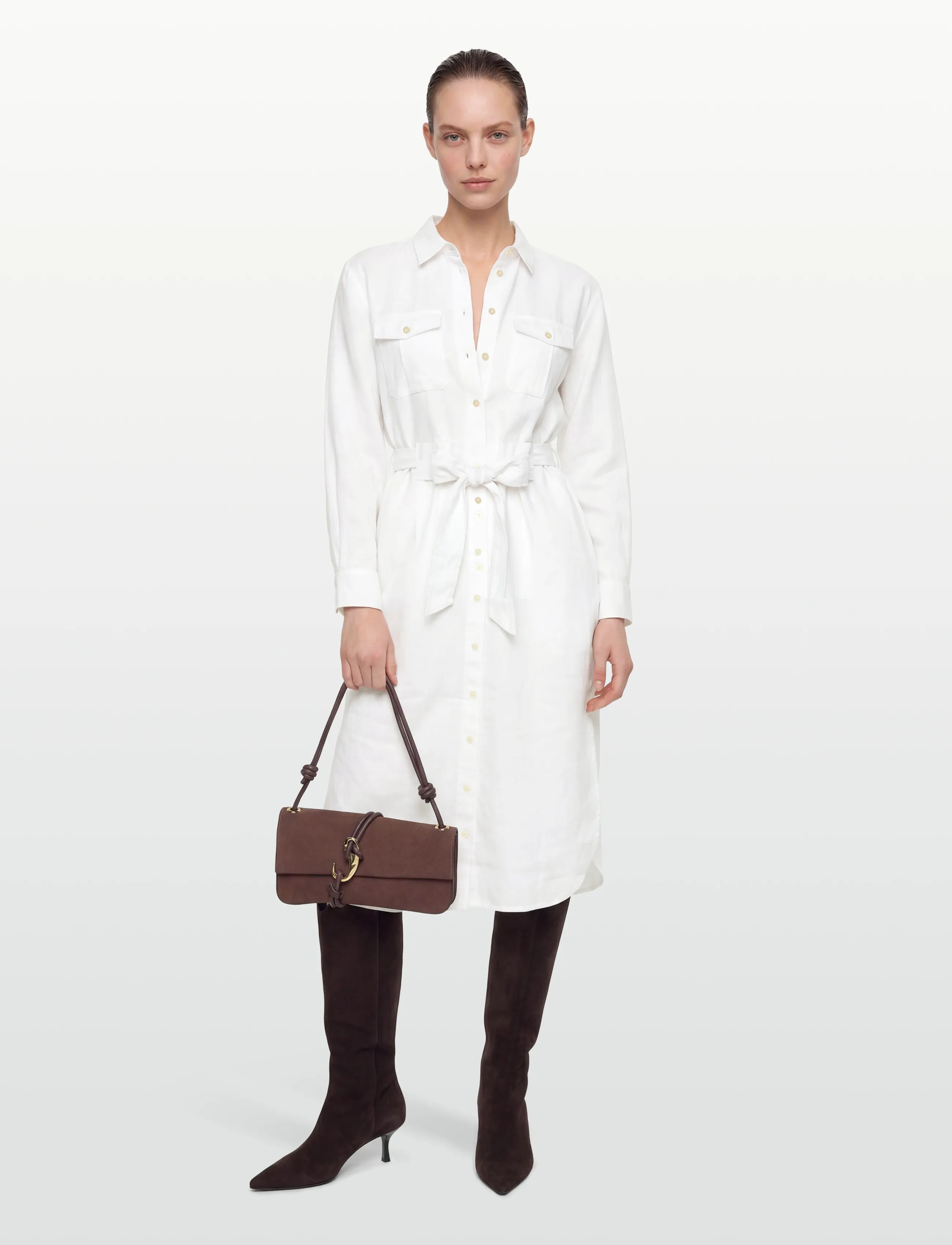 Lauren Ralph Lauren CLASSIC LINEN-WVN-DRESSES - Sommerkleider - WHITE / white