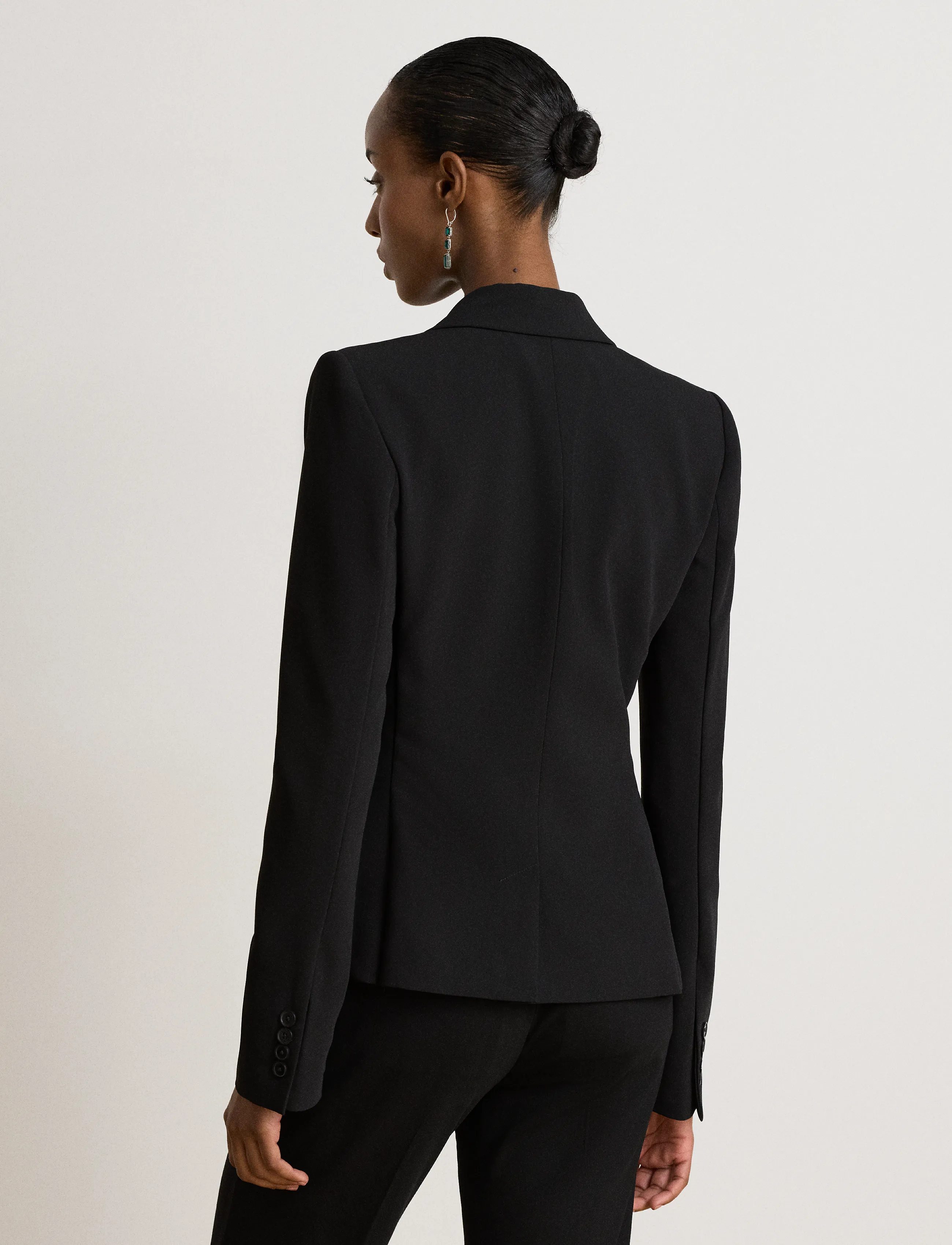 Lauren Ralph Lauren - Stretch Crepe Blazer - enkeltradede blazere - black - 2