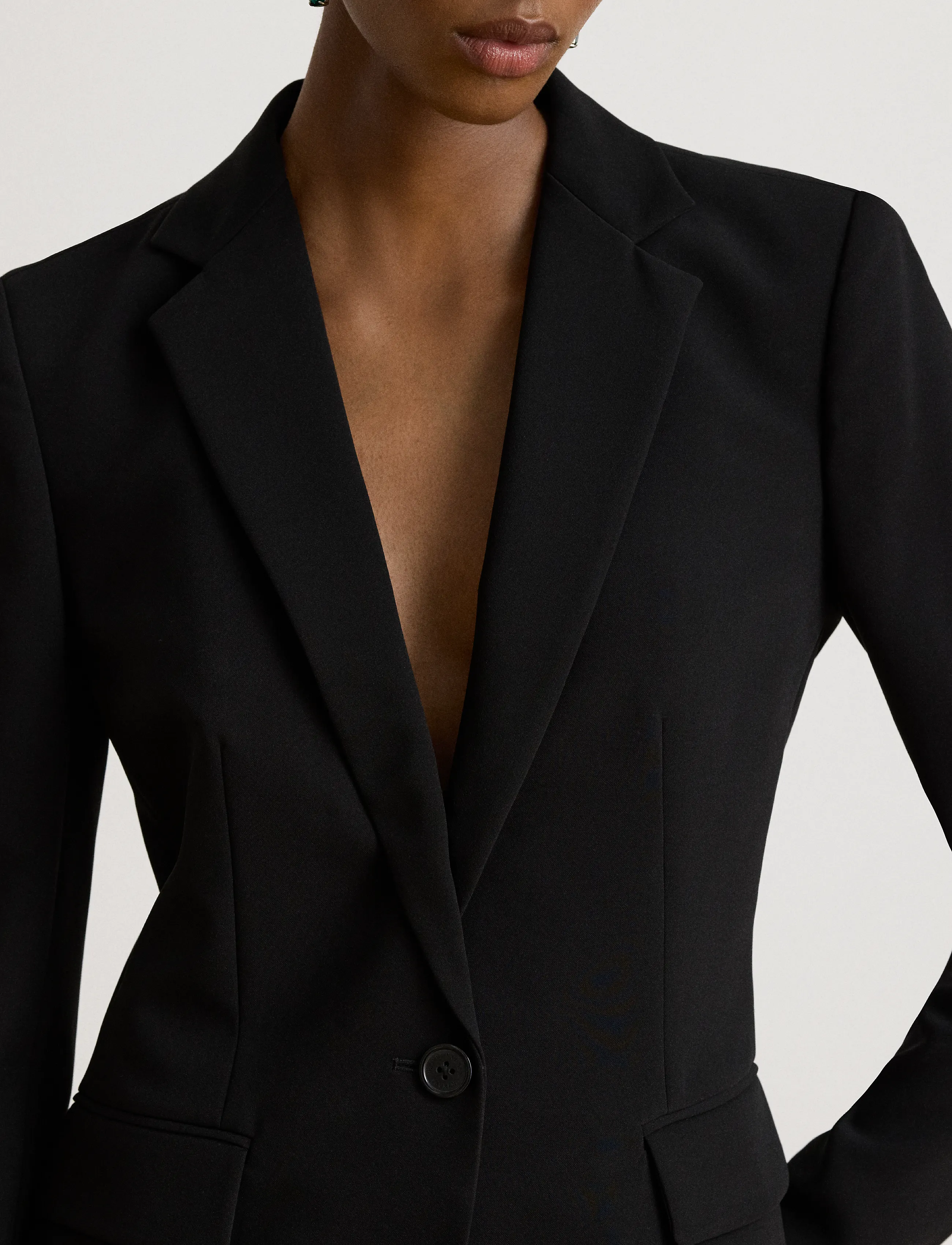 Lauren Ralph Lauren - Stretch Crepe Blazer - enkeltradede blazere - black - 4