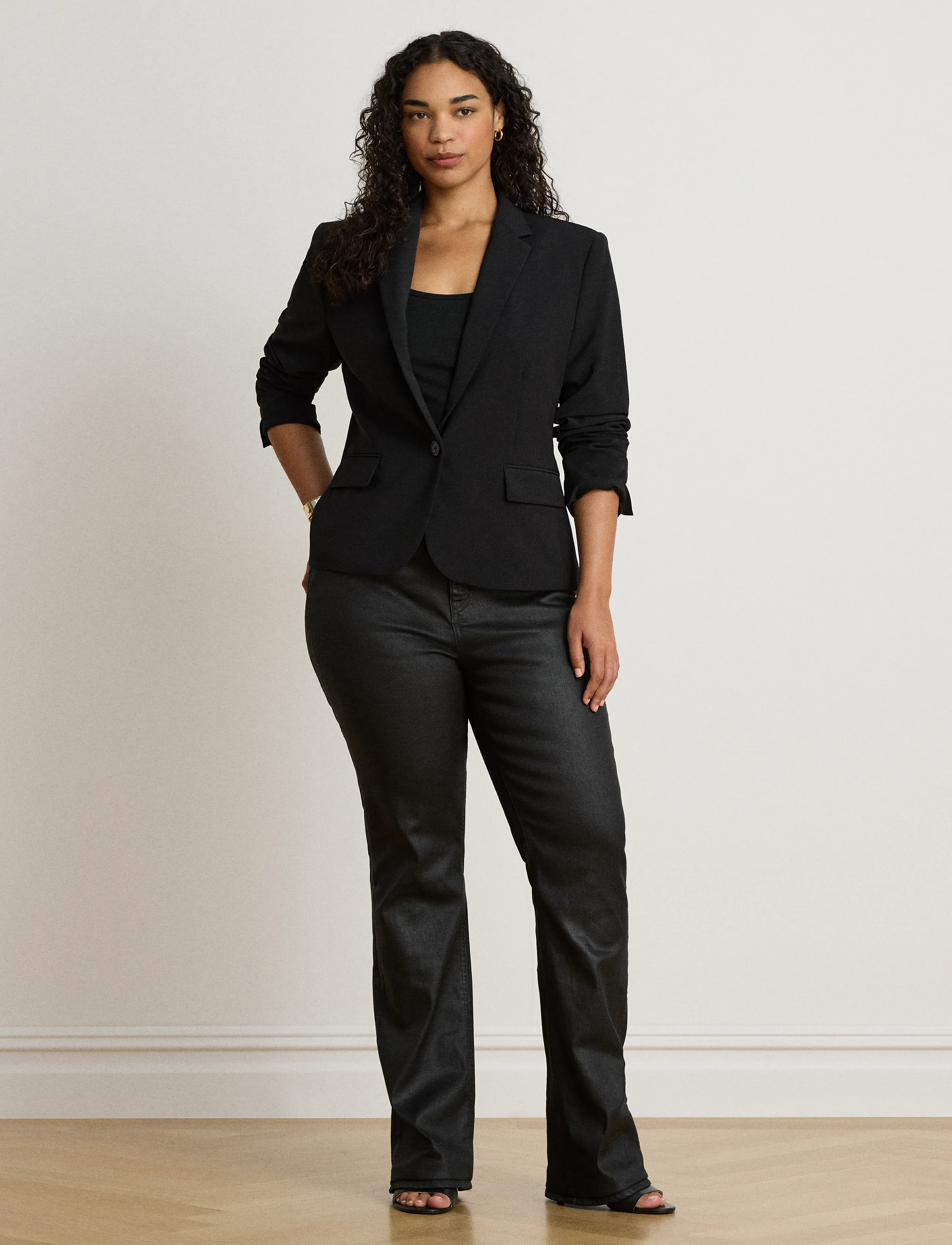 Lauren Ralph Lauren - Stretch Crepe Blazer - enkeltradede blazere - black - 5