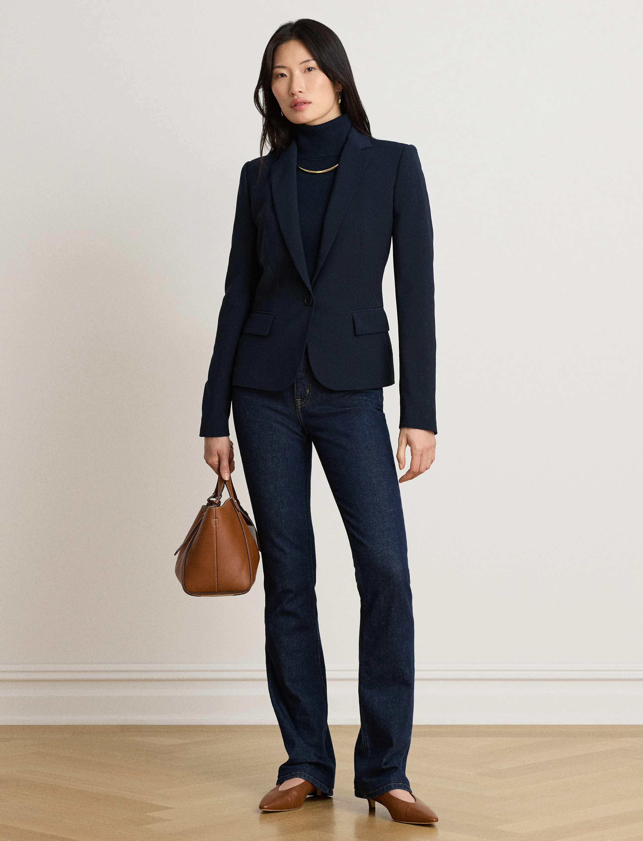 Lauren Ralph Lauren - Stretch Crepe Blazer - Üherealised pintsakud - lauren navy - 0