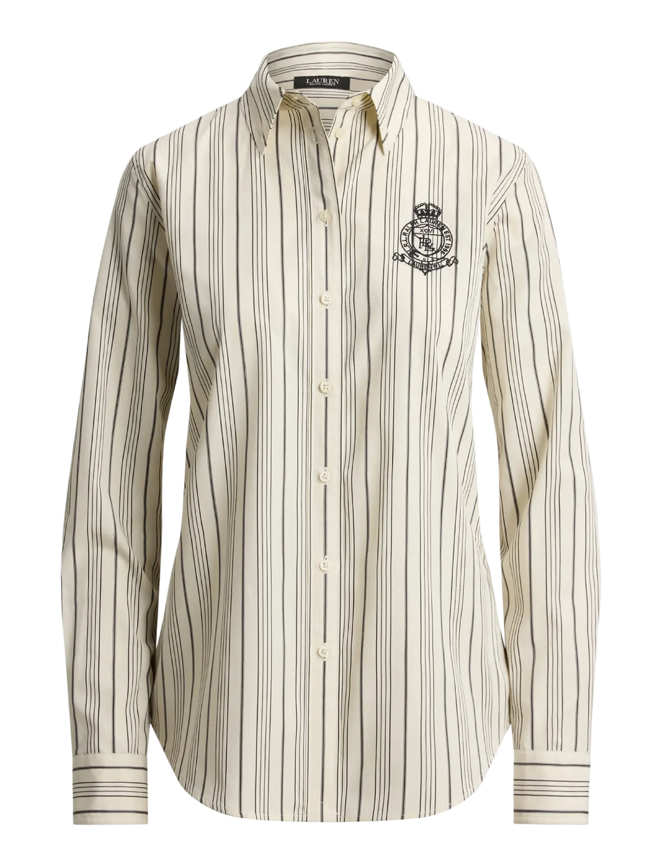 Lauren Ralph Lauren Classic Fit Striped Cotton Dobby Shirt - Kleidung - CREAM/BLACK / cream