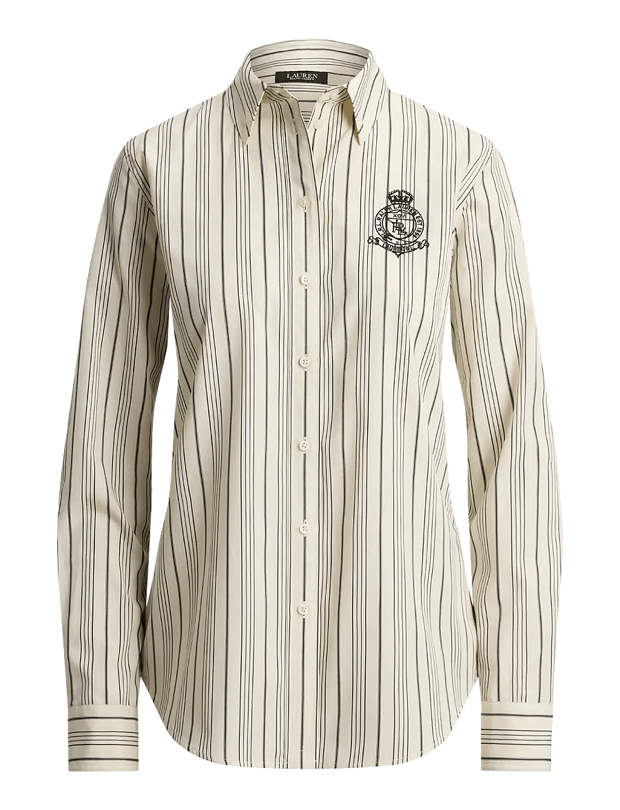 Lauren Ralph Lauren - Classic Fit Striped Cotton Dobby Shirt - cream/black - 1