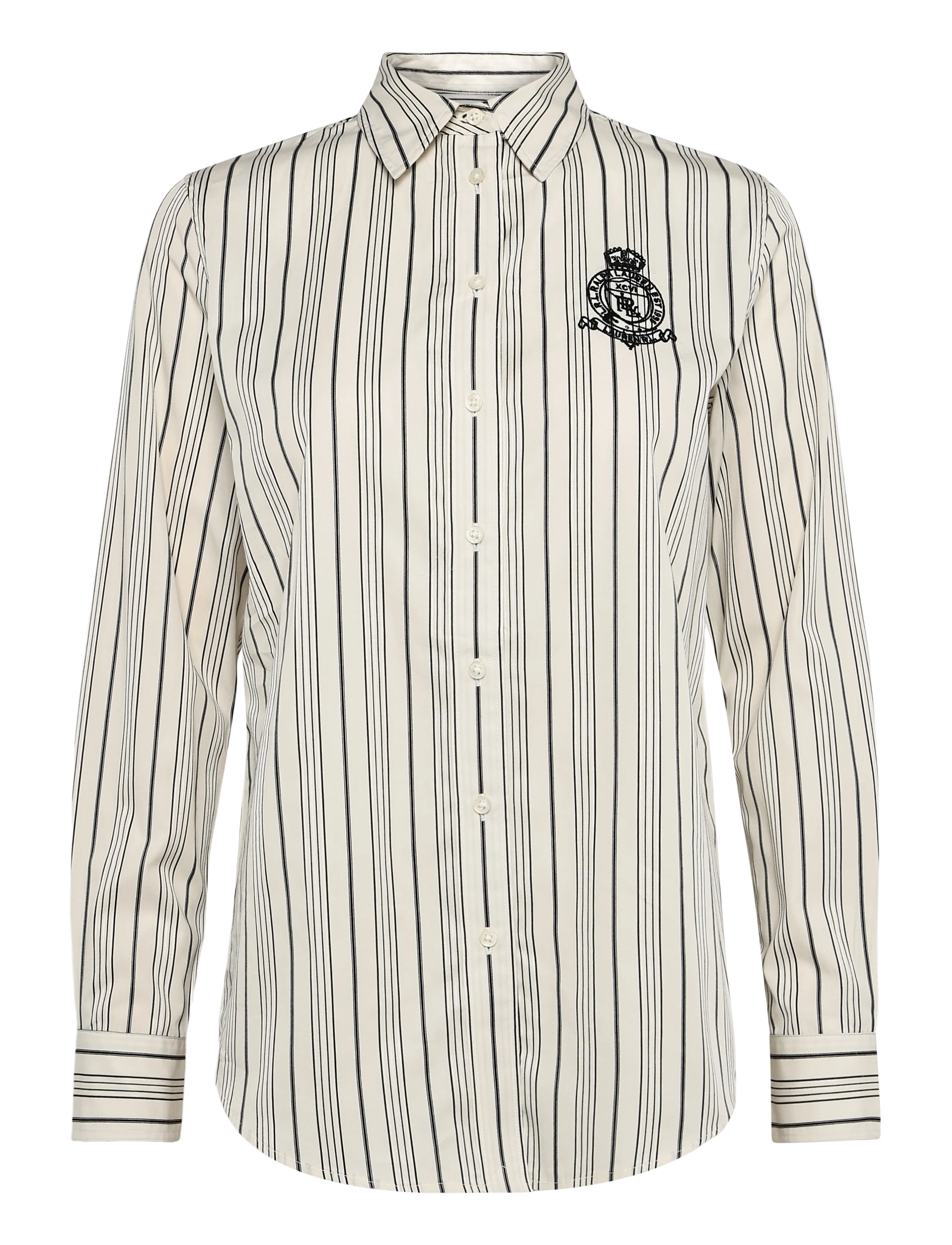 Lauren Ralph Lauren Classic Fit Striped Cotton Dobby Shirt - Bis zu 25% Rabatt - CREAM/BLACK / cream