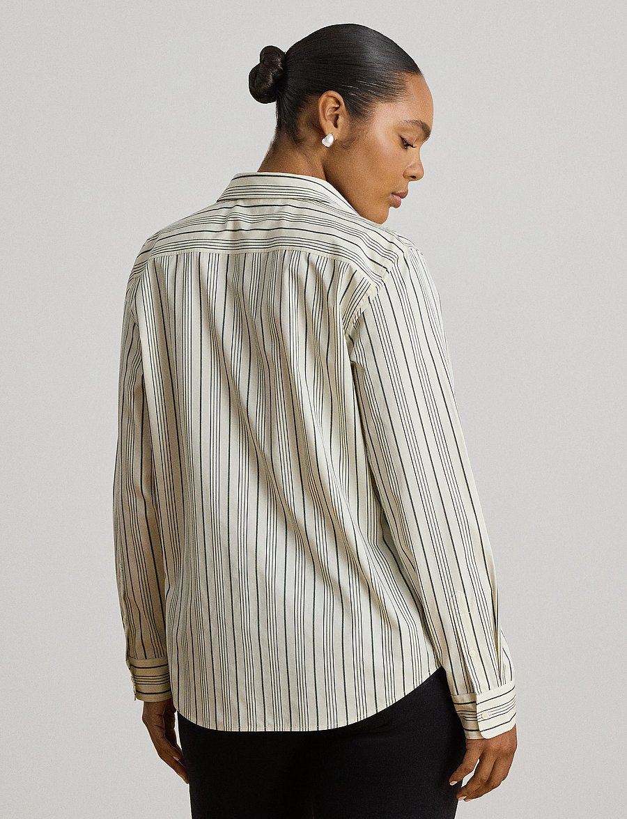 Lauren Ralph Lauren - Classic Fit Striped Cotton Dobby Shirt - cream/black - 2