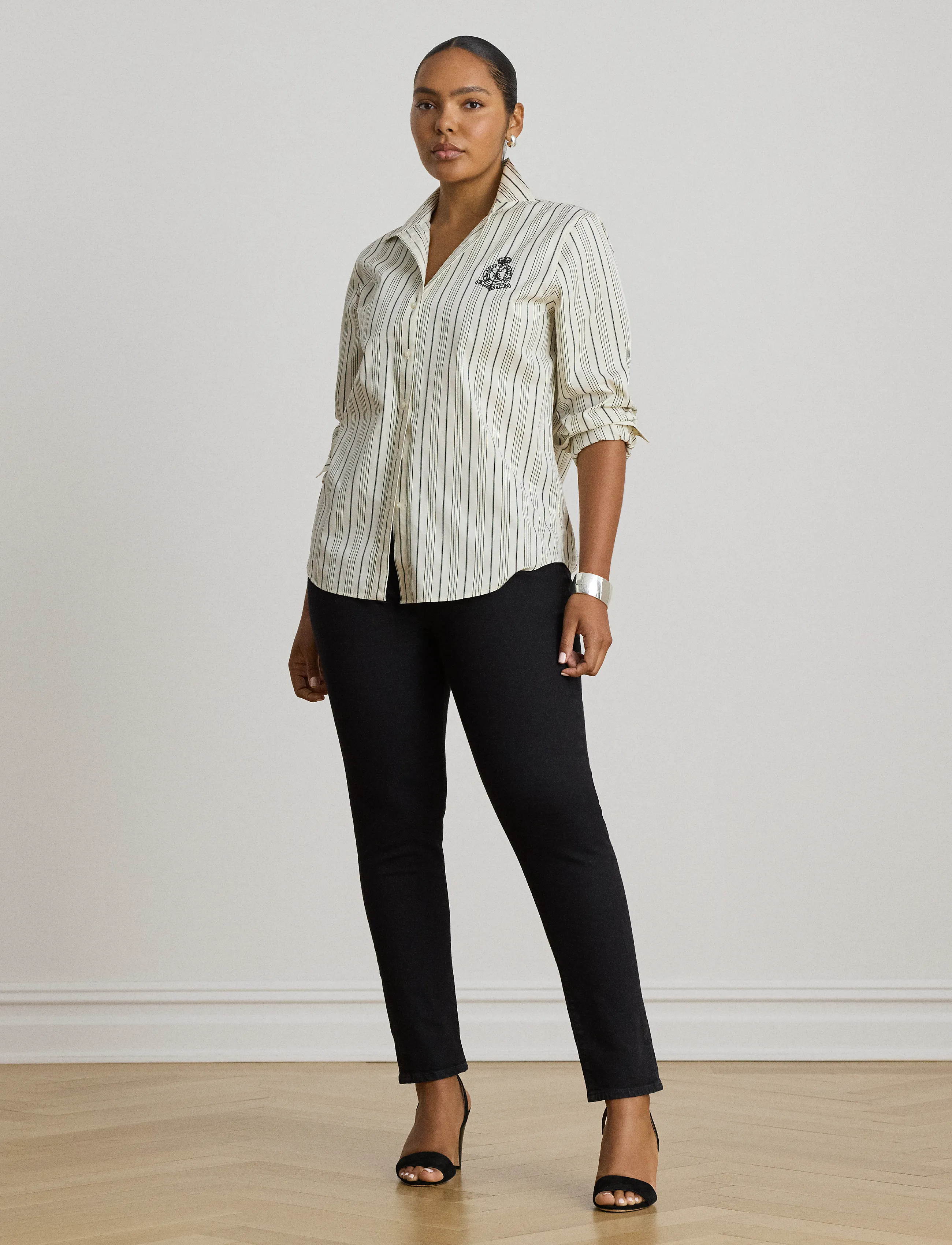 Lauren Ralph Lauren - Classic Fit Striped Cotton Dobby Shirt - cream/black - 4