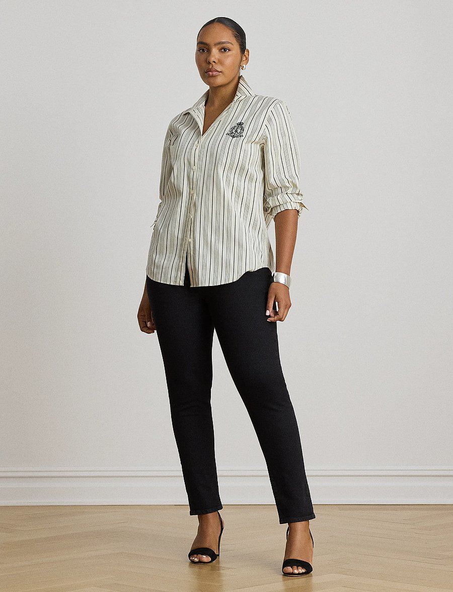 Lauren Ralph Lauren - Classic Fit Striped Cotton Dobby Shirt - cream/black - 4