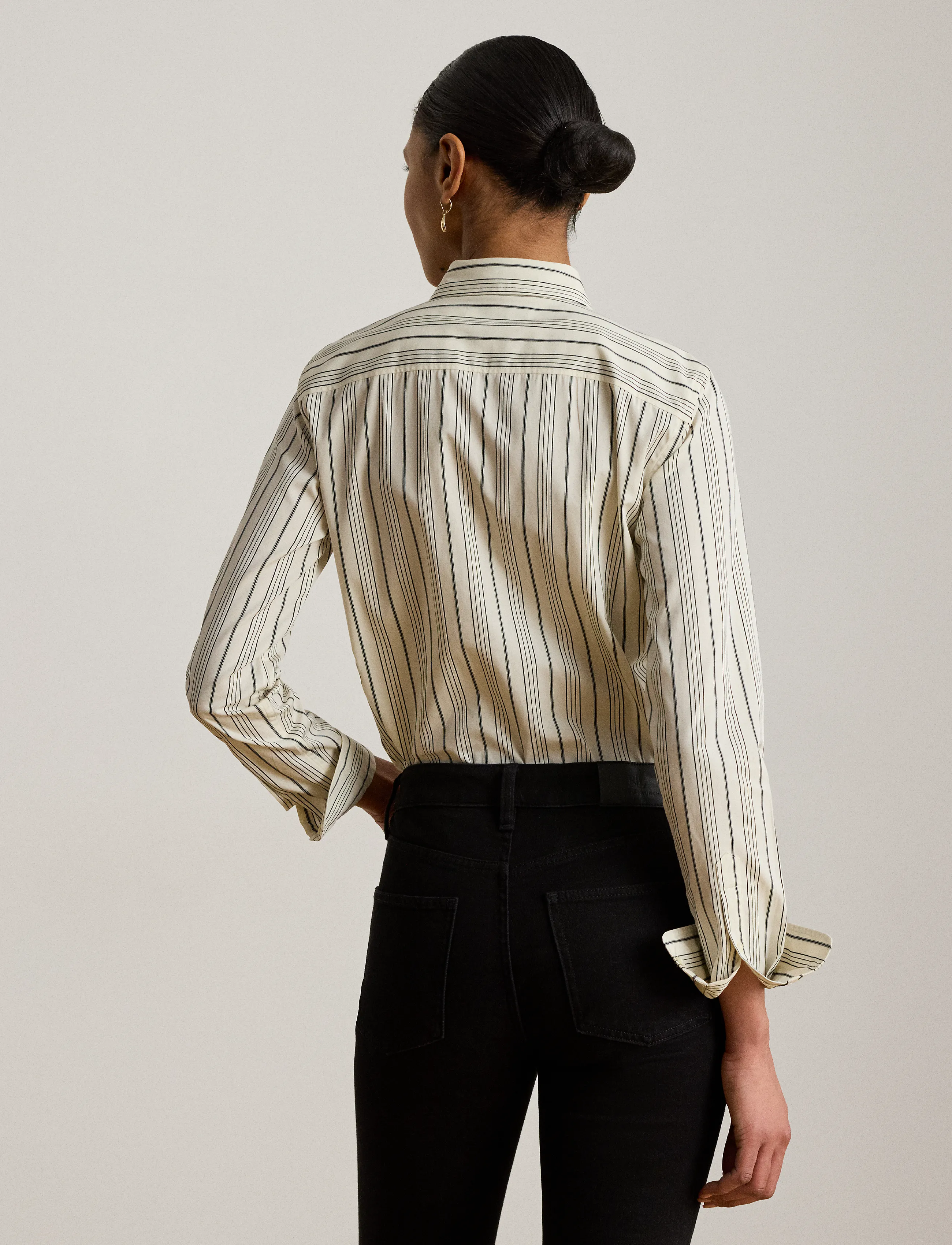 Lauren Ralph Lauren - Classic Fit Striped Cotton Dobby Shirt - cream/black - 5