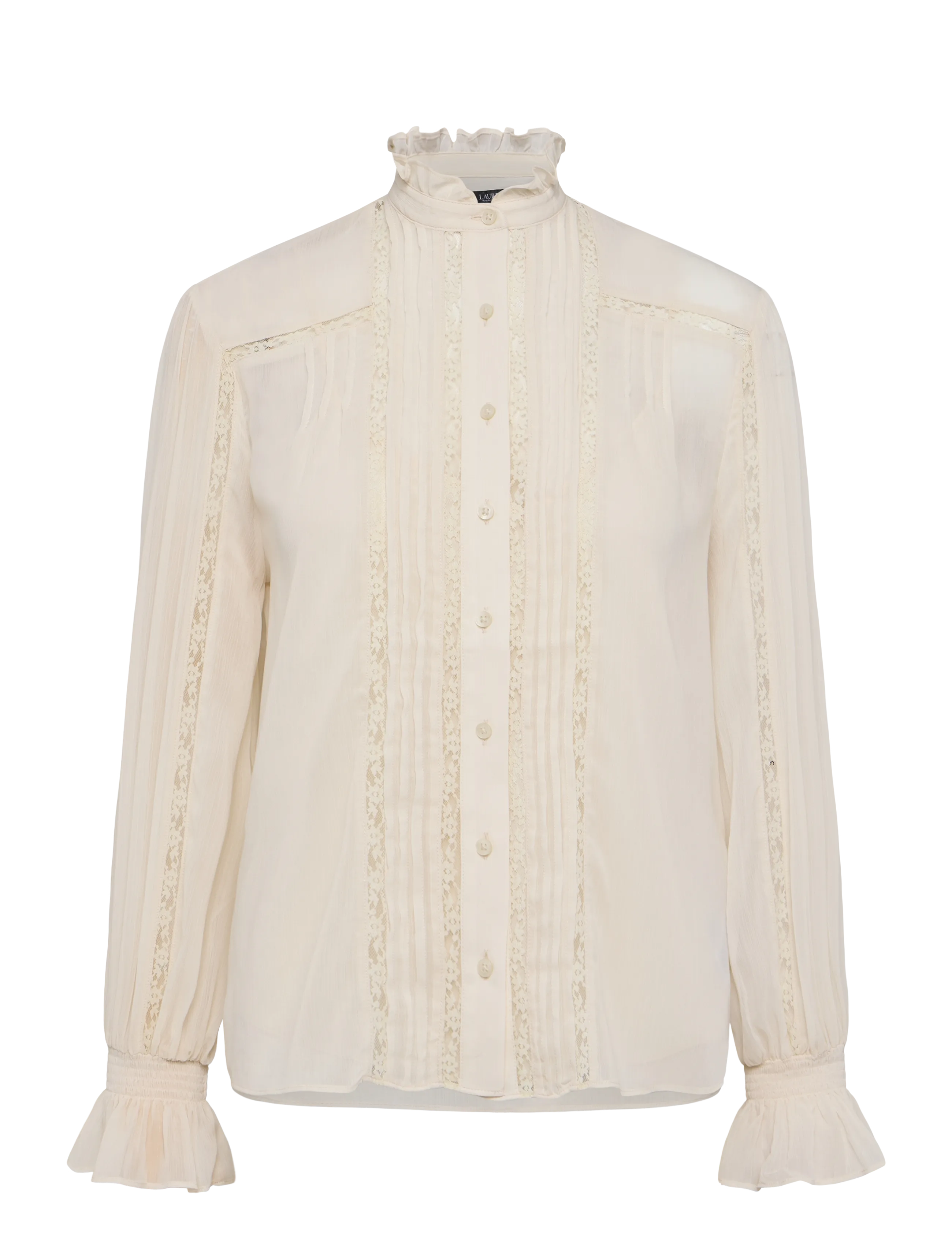 Lauren Ralph Lauren Lace-Trim Crinkle Georgette Blouse - Pikkade varrukatega pluusid - MASCARPONE CREAM / cream