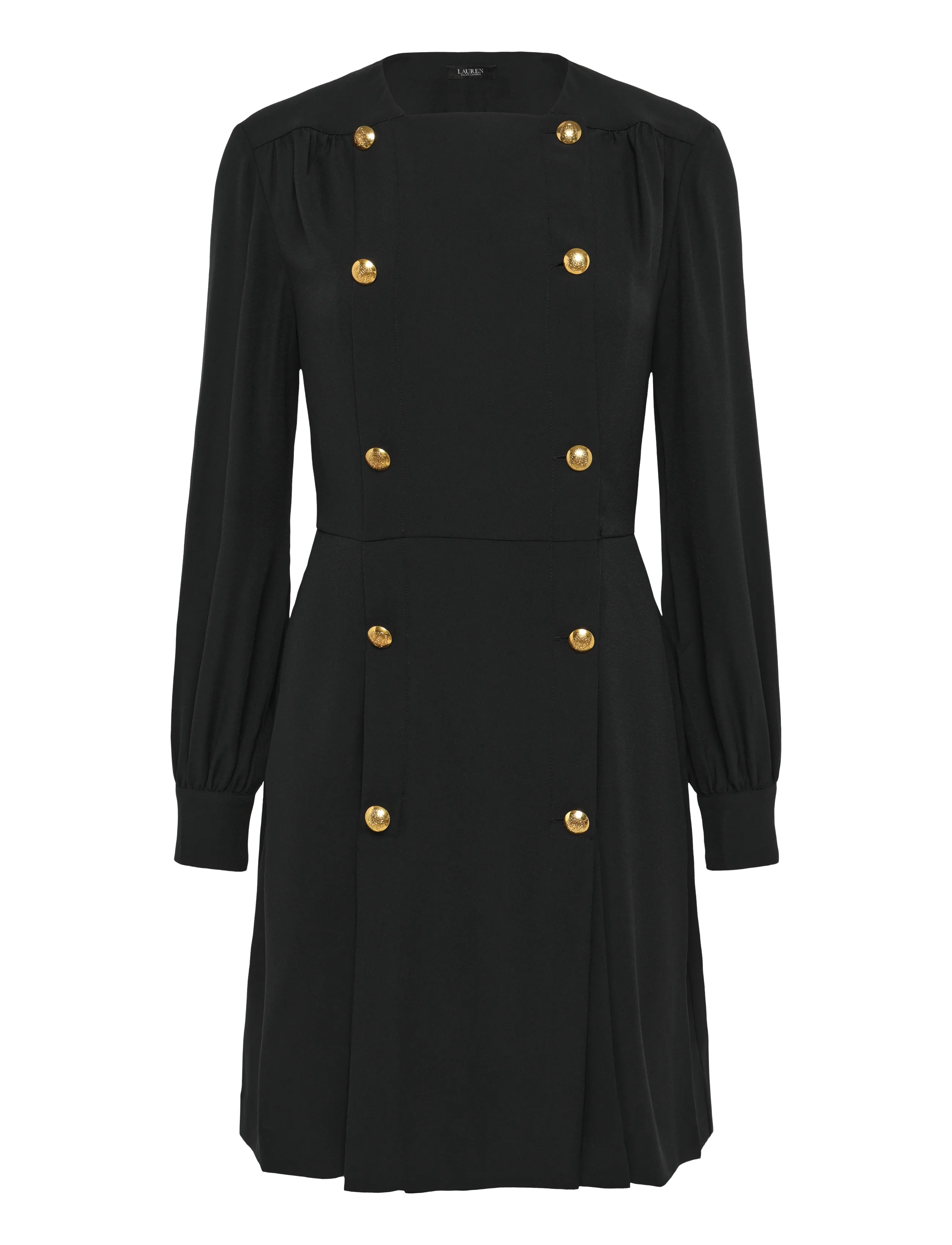 Lauren Ralph Lauren - Double-Breasted Georgette Dress - korte kjoler - black - 1