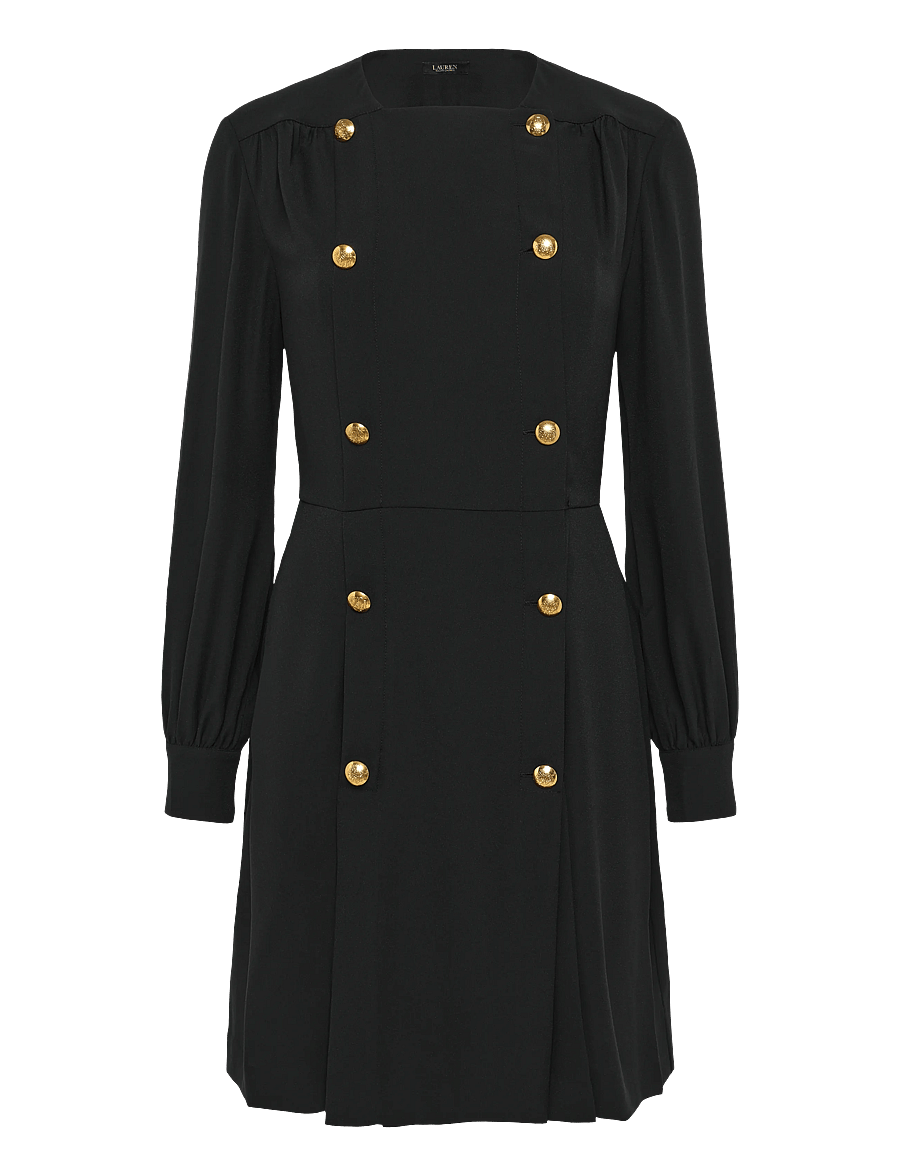 Lauren Ralph Lauren - Double-Breasted Georgette Dress - kurze kleider - black - 1