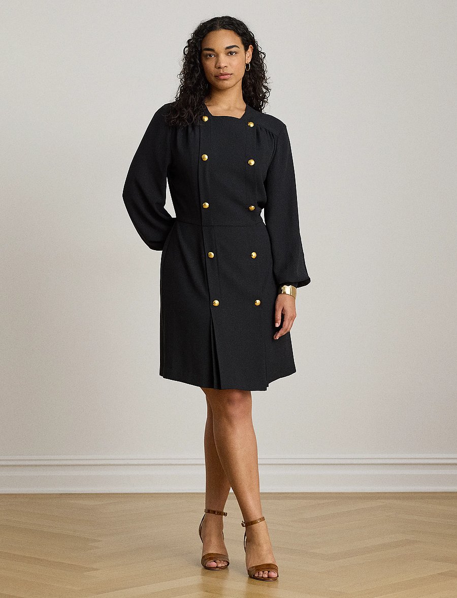Lauren Ralph Lauren - Double-Breasted Georgette Dress - kurze kleider - black - 0