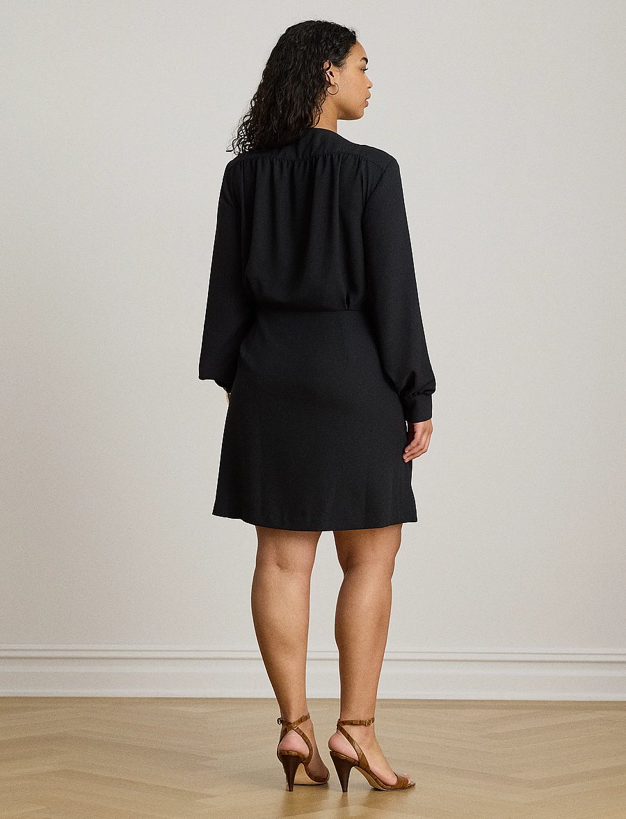 Lauren Ralph Lauren - Double-Breasted Georgette Dress - kurze kleider - black - 3