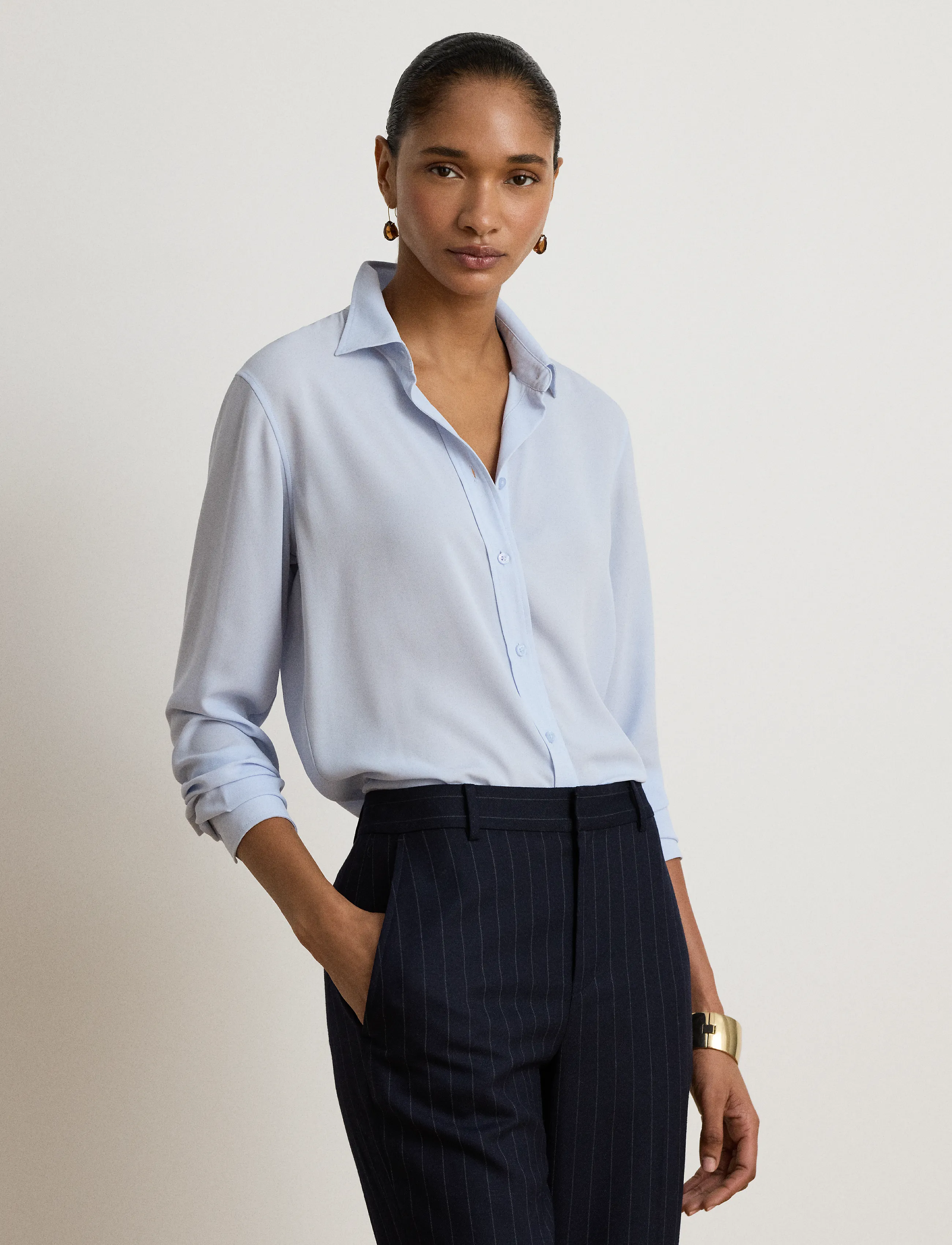 Lauren Ralph Lauren DRAPEY POLY GGT 122-WVN-SHIRT - Lauren Ralph Lauren - ICY BLUE / blue