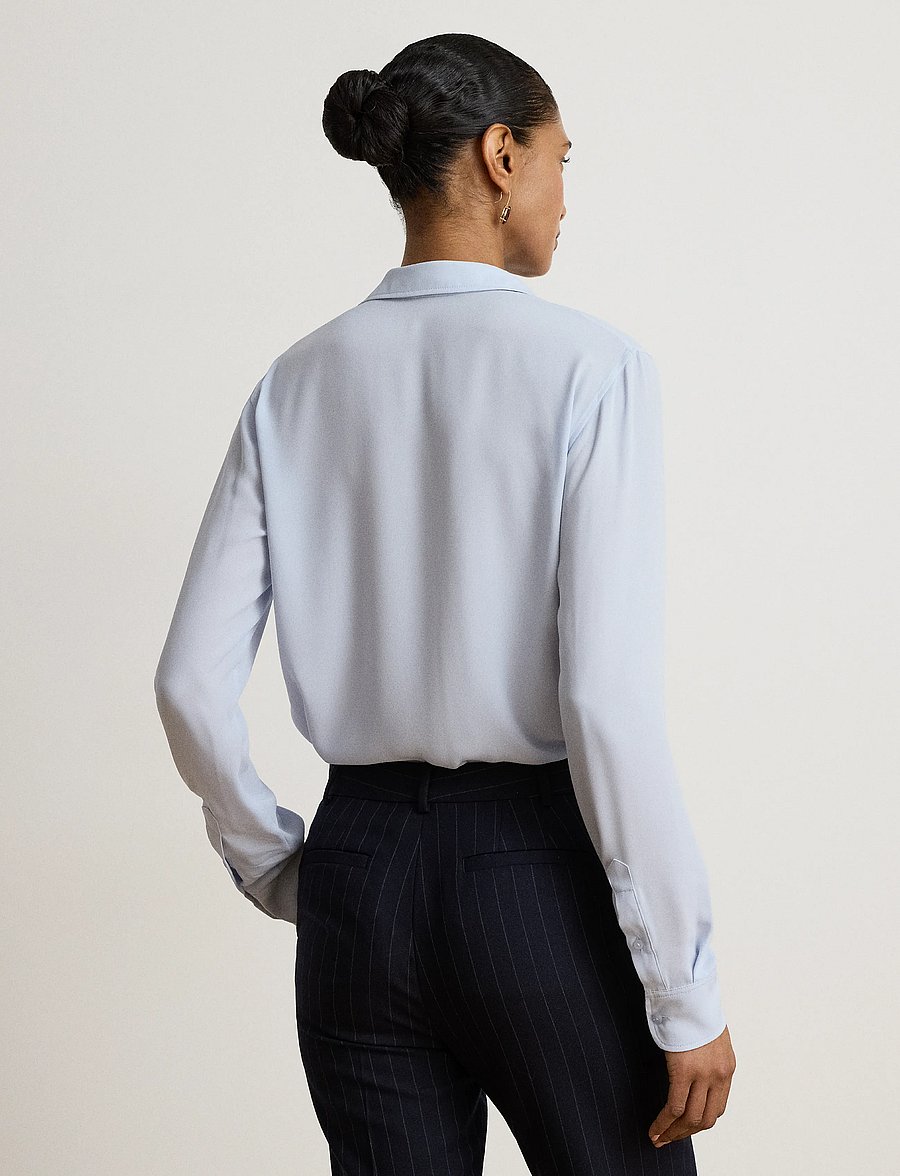 Lauren Ralph Lauren - DRAPEY POLY GGT 122-WVN-SHIRT - långärmade blusar - icy blue - 3