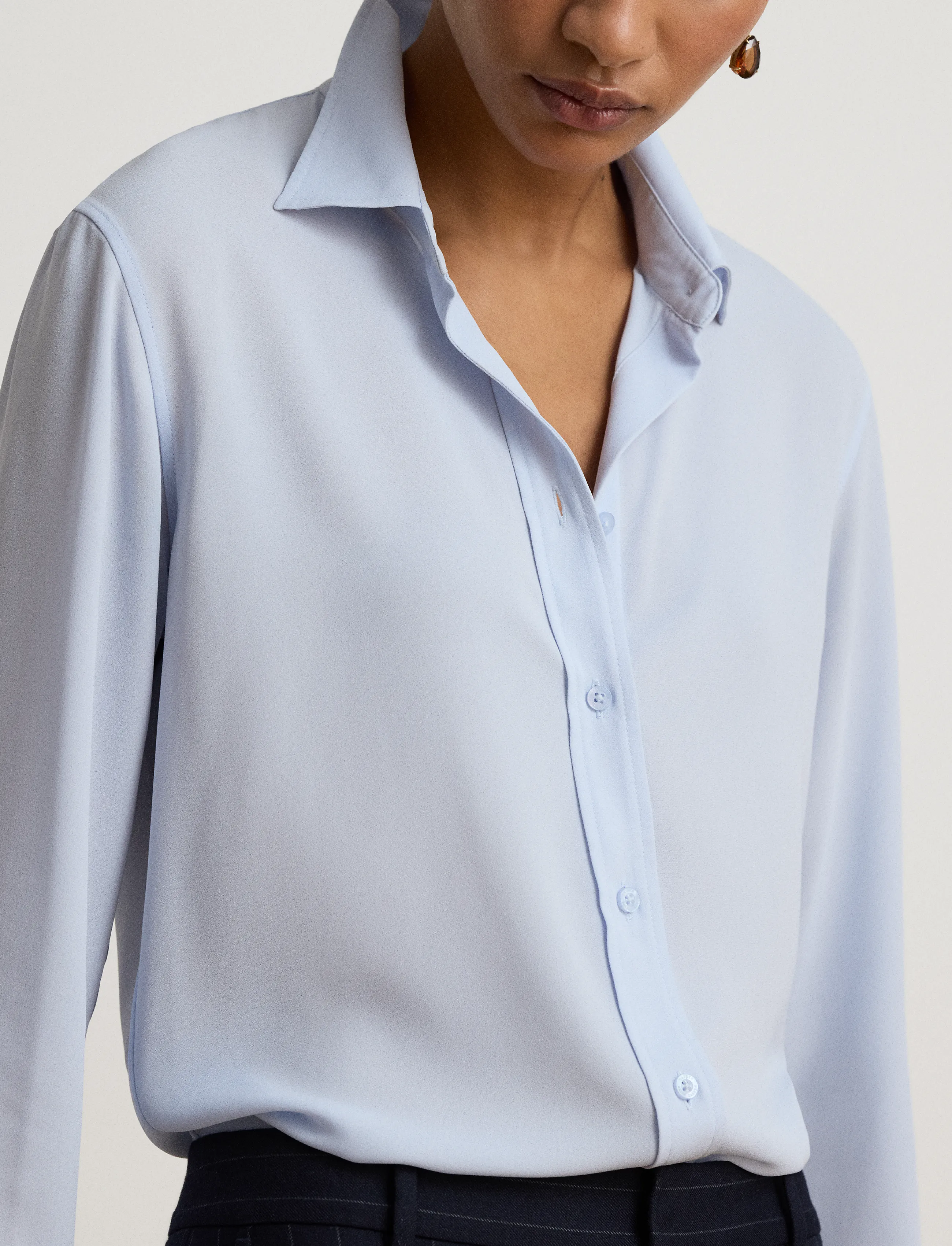 Lauren Ralph Lauren - DRAPEY POLY GGT 122-WVN-SHIRT - langærmede bluser - icy blue - 4