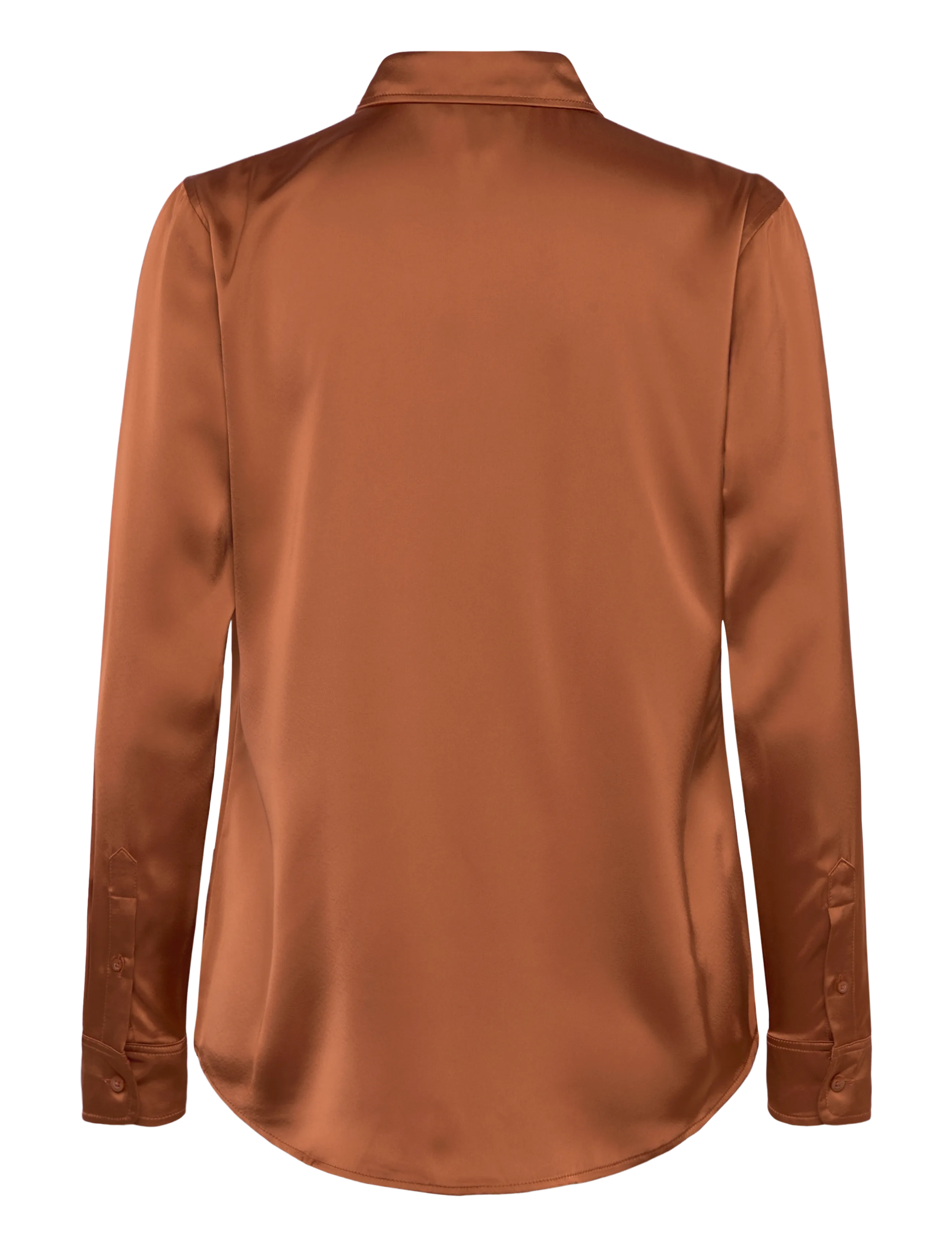 Lauren Ralph Lauren - Classic Fit Satin Charmeuse Shirt - langærmede skjorter - red terracotta - 1