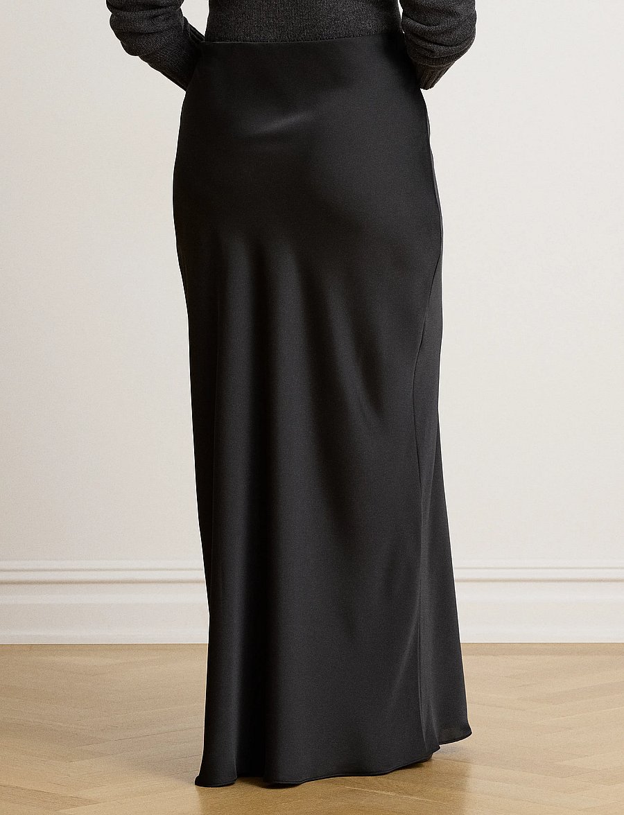 Lauren Ralph Lauren - Satin Charmeuse Maxiskirt - satinkjolar - black - 3