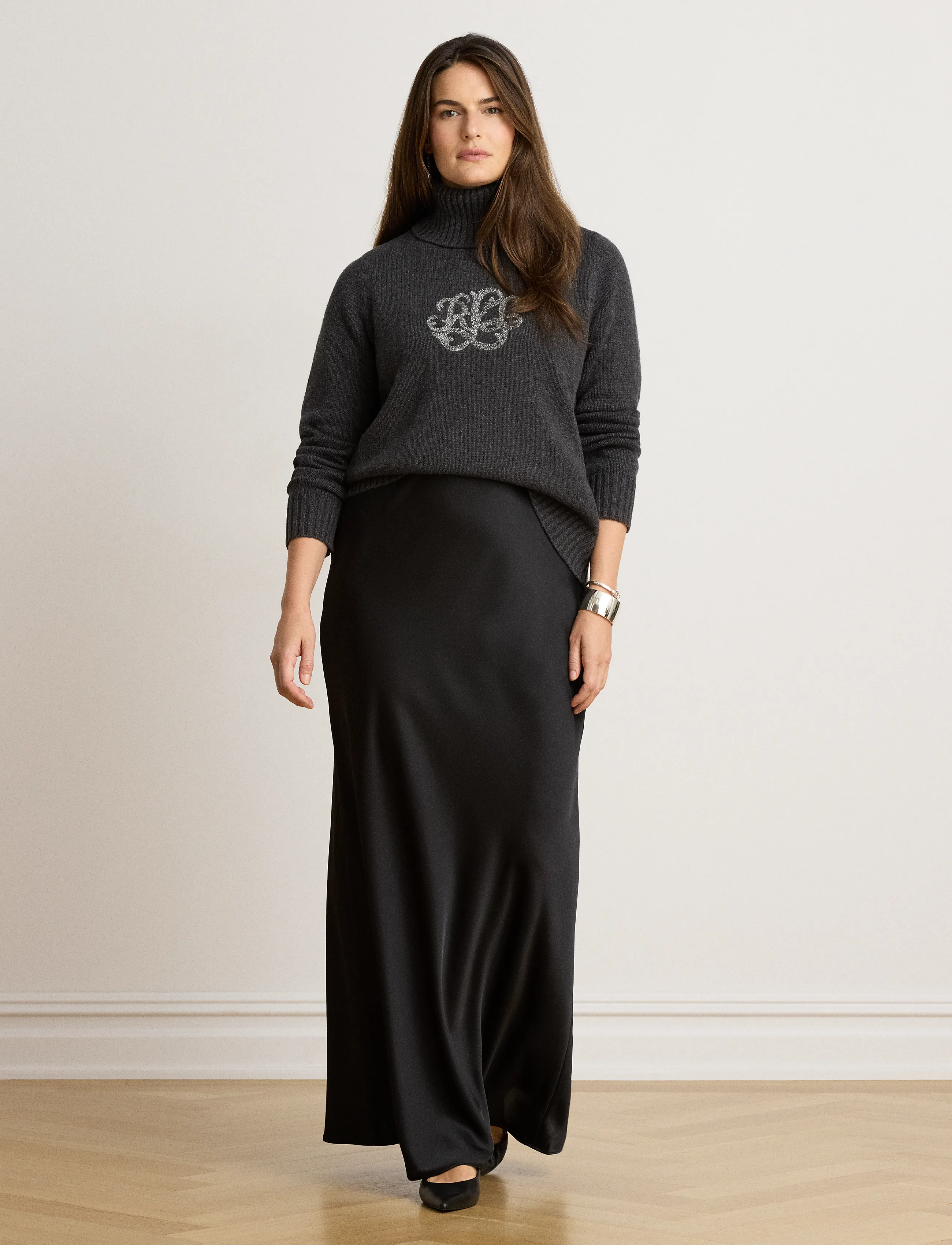 Lauren Ralph Lauren - Satin Charmeuse Maxiskirt - satinkjolar - black - 4