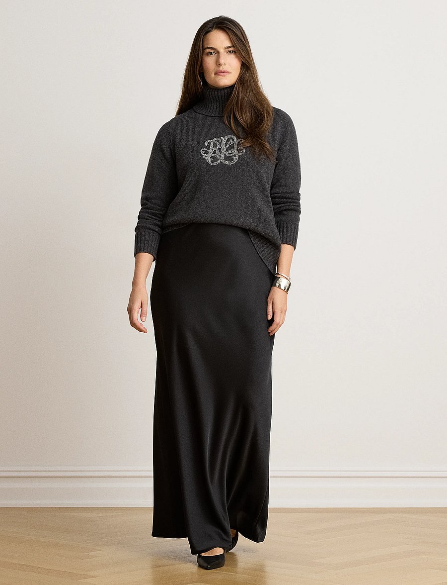 Lauren Ralph Lauren - Satin Charmeuse Maxiskirt - satinkjolar - black - 4