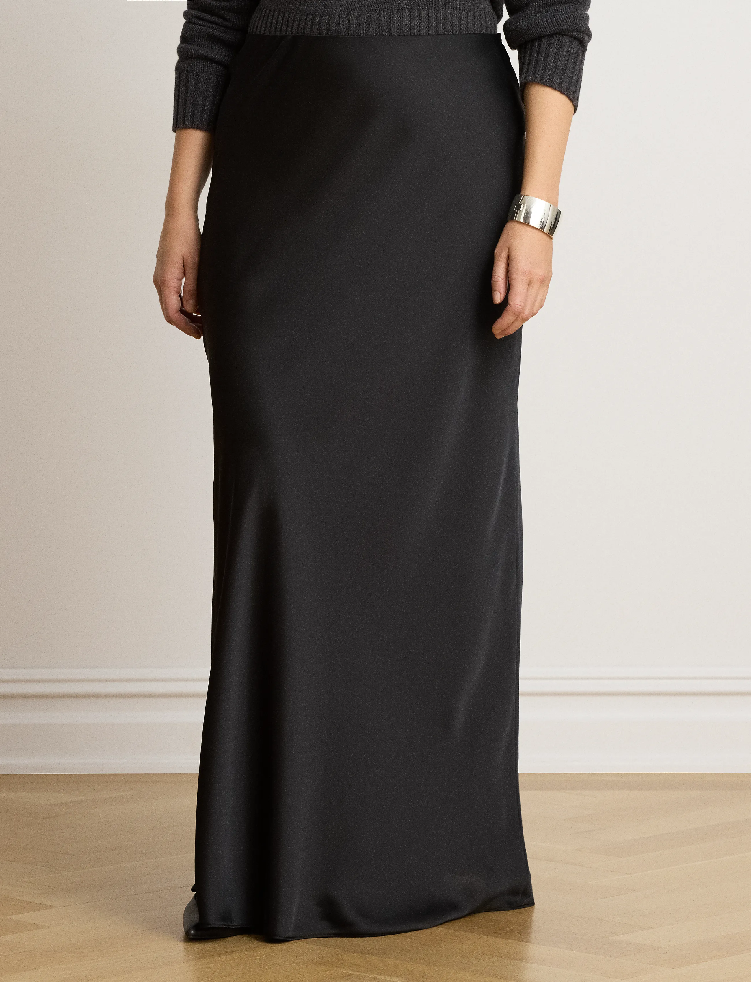 Lauren Ralph Lauren - Satin Charmeuse Maxiskirt - satinkjolar - black - 5