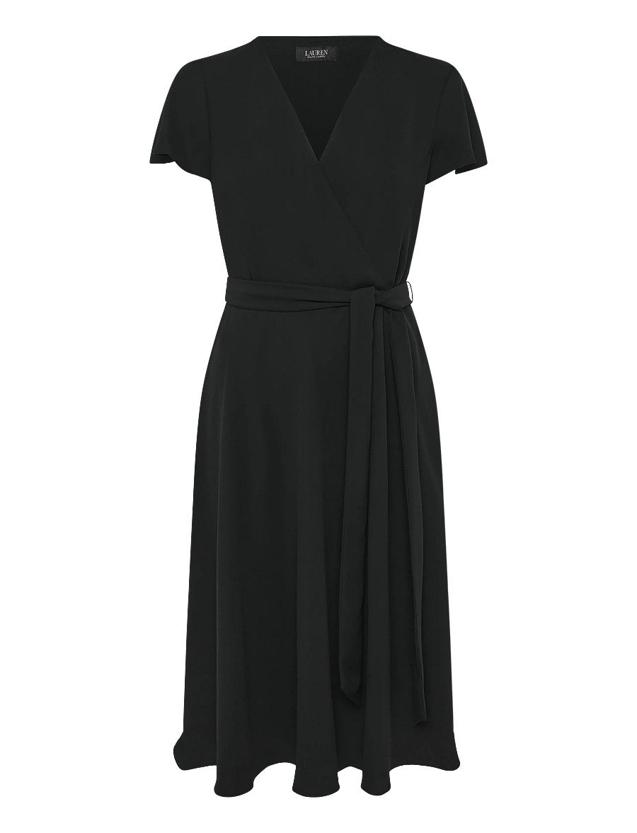 Lauren Ralph Lauren - Belted Georgette Surplice Dress - hõlmikkleidid - black - 1
