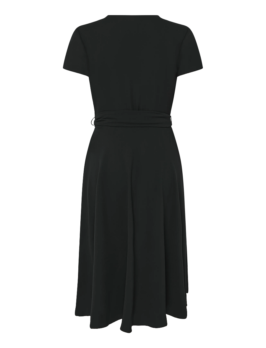 Lauren Ralph Lauren - Belted Georgette Surplice Dress - hõlmikkleidid - black - 2