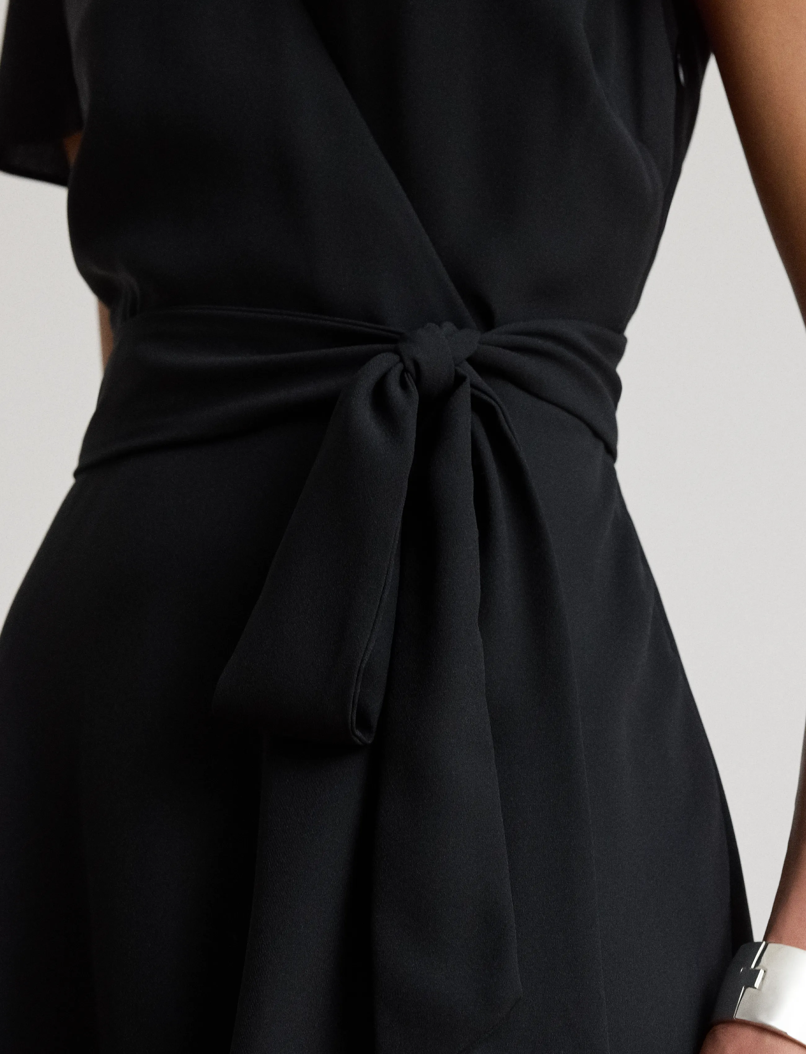 Lauren Ralph Lauren - Belted Georgette Surplice Dress - omlottklänningar - black - 4