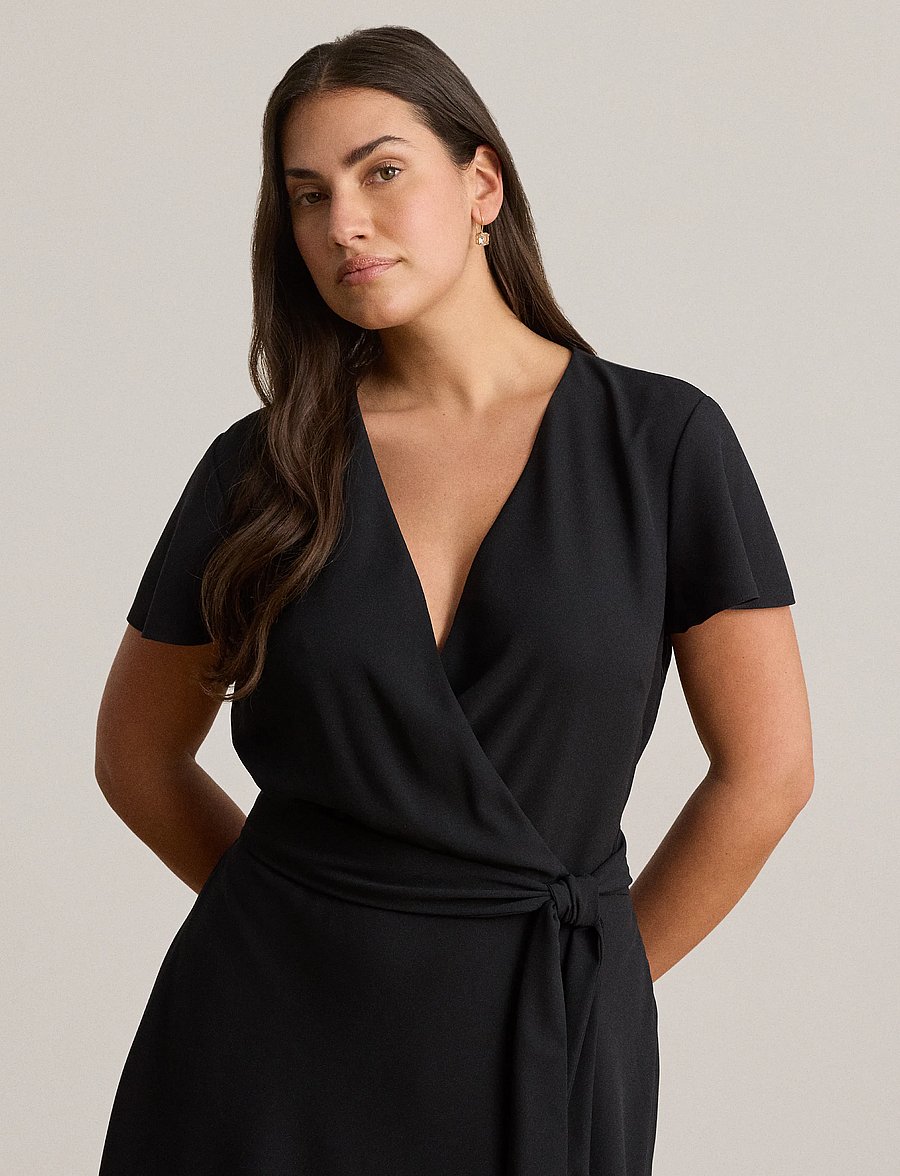 lauren ralph lauren surplice georgette midi dress Ralph Lauren Surplice Georgette Midi Dress - Black