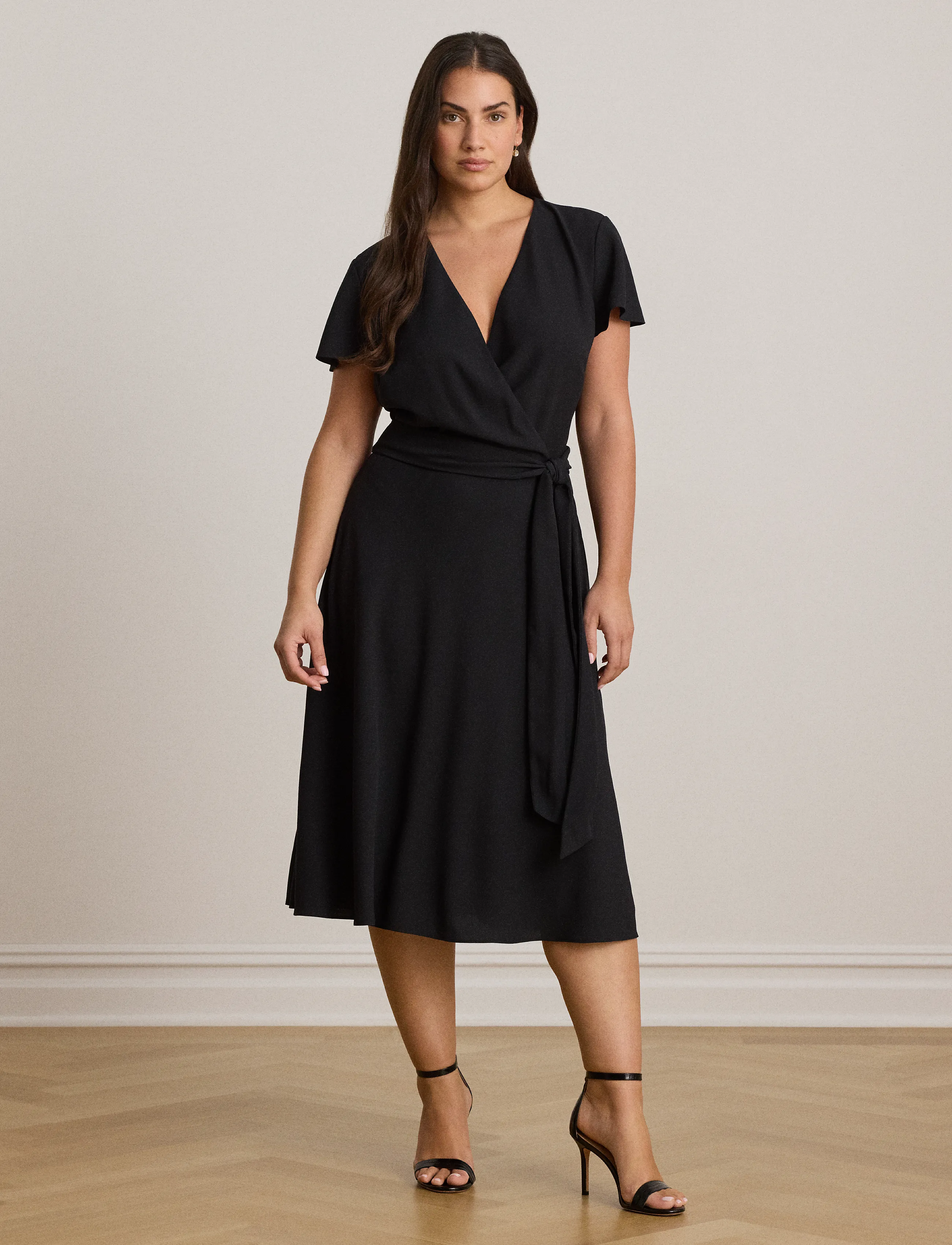 lauren ralph lauren surplice georgette midi dress Lauren Ralph Lauren Women's Surplice Georgette Midi Dress, Black, 12