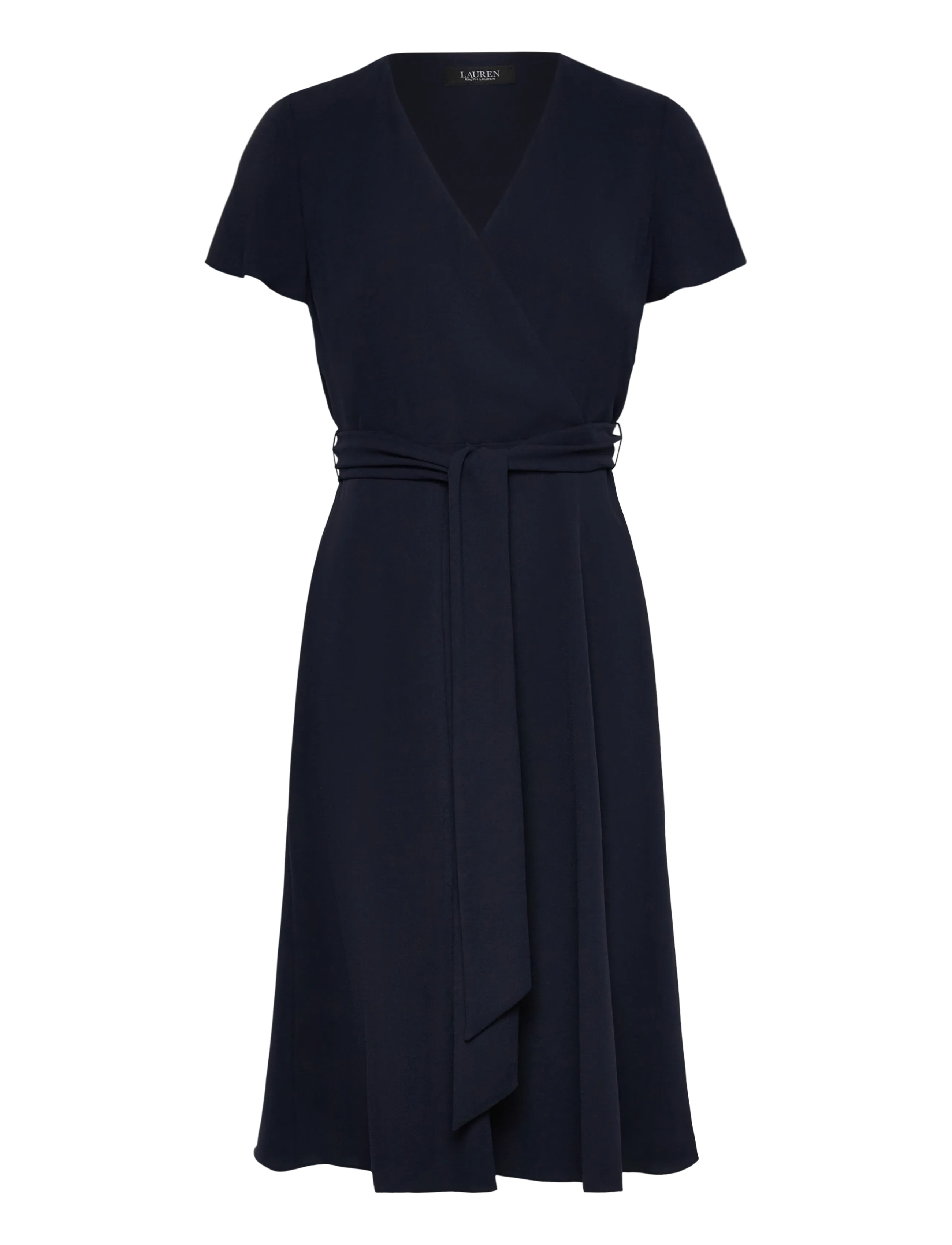 Lauren Ralph Lauren Belted Georgette Surplice Dress - Wrap Dresses - LAUREN NAVY / navy