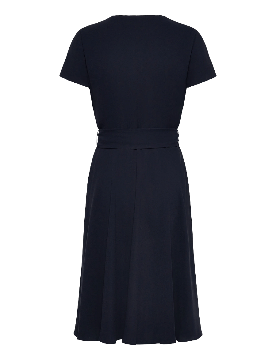 Lauren Ralph Lauren - Belted Georgette Surplice Dress - omlottklänningar - lauren navy - 2