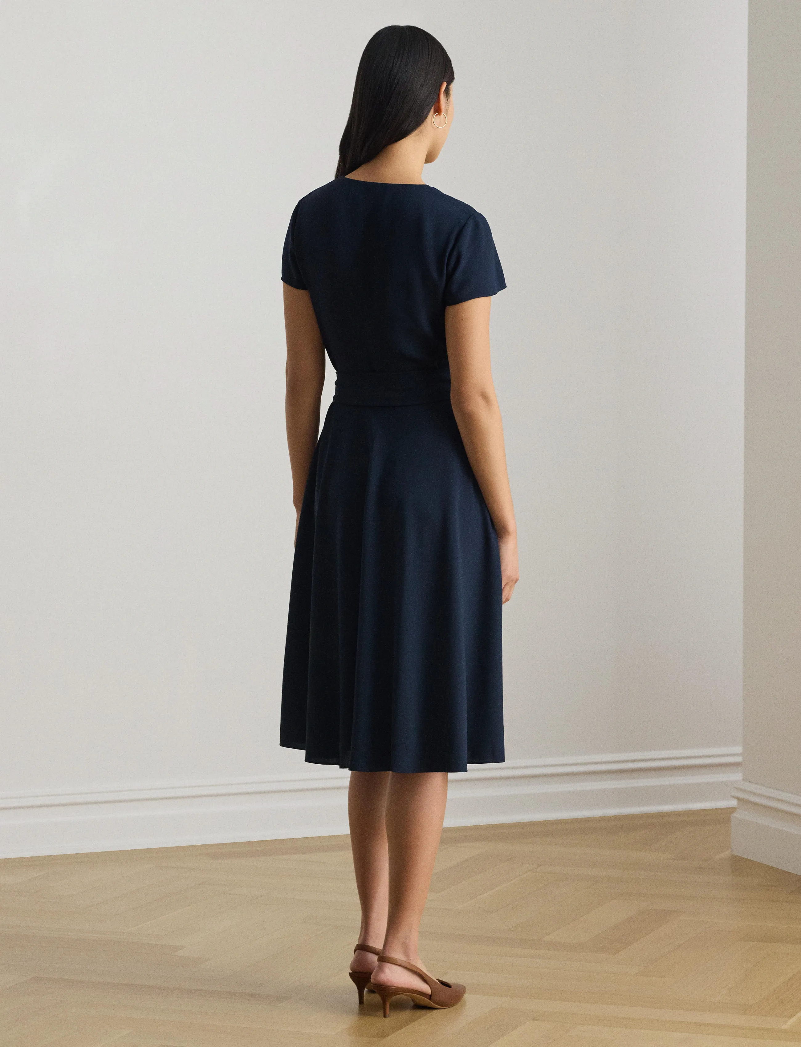 Lauren Ralph Lauren - Belted Georgette Surplice Dress - robes portefeuille - lauren navy - 3