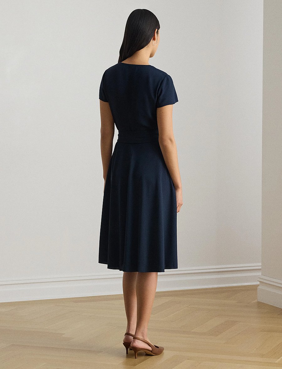 Lauren Ralph Lauren - Belted Georgette Surplice Dress - omlottklänningar - lauren navy - 3