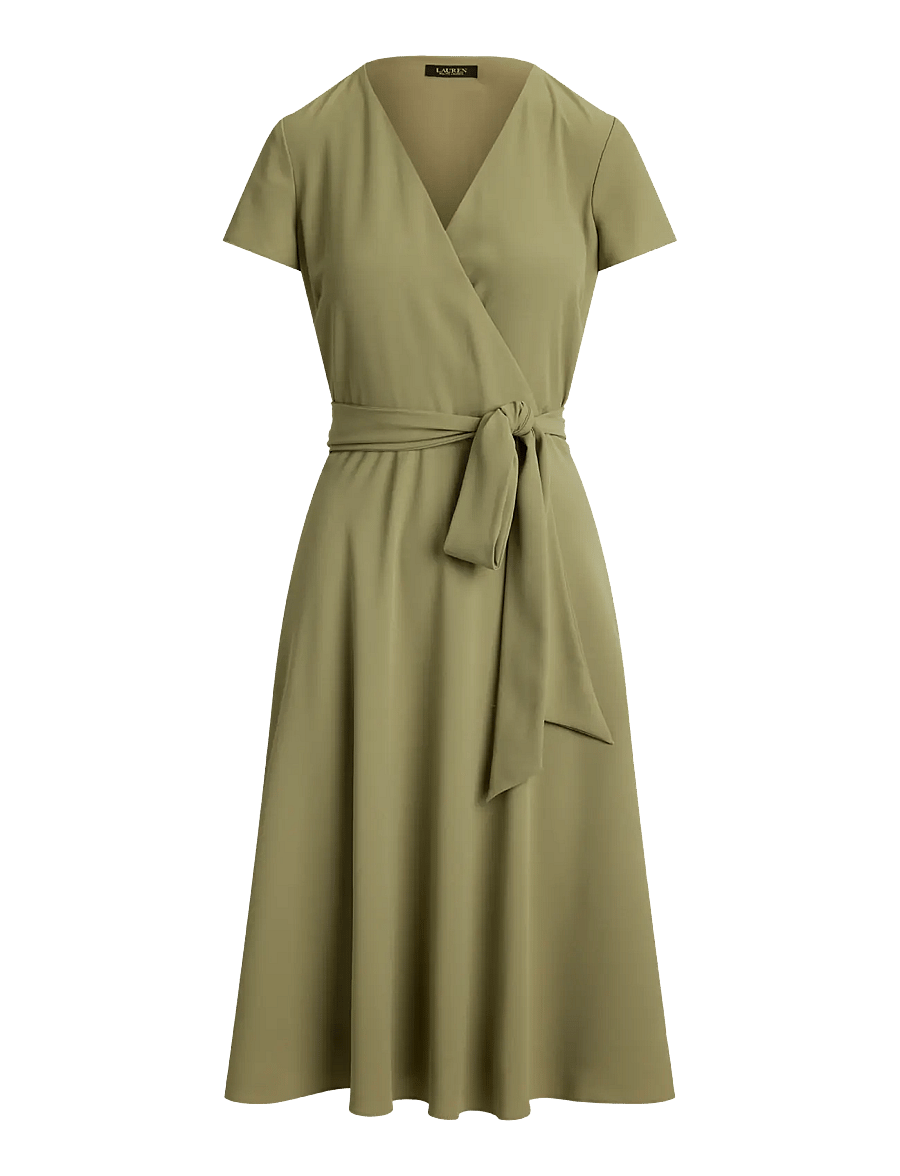 Lauren Ralph Lauren - Belted Georgette Surplice Dress - hõlmikkleidid - light agave - 1