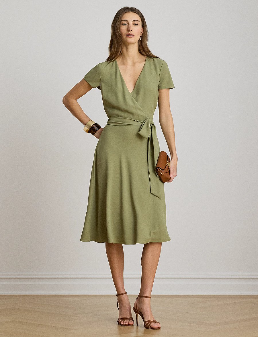 Lauren Ralph Lauren - Belted Georgette Surplice Dress - hõlmikkleidid - light agave - 0