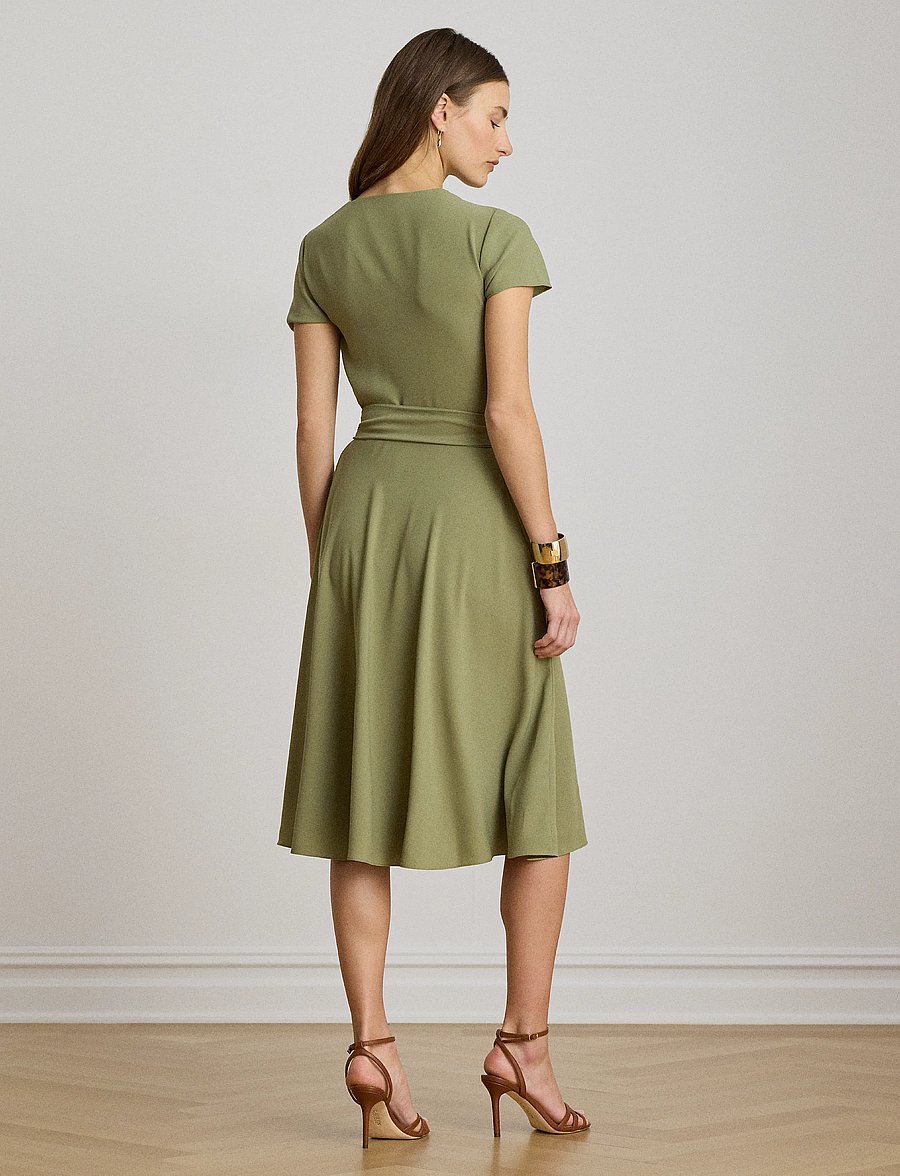 Lauren Ralph Lauren - Belted Georgette Surplice Dress - hõlmikkleidid - light agave - 2