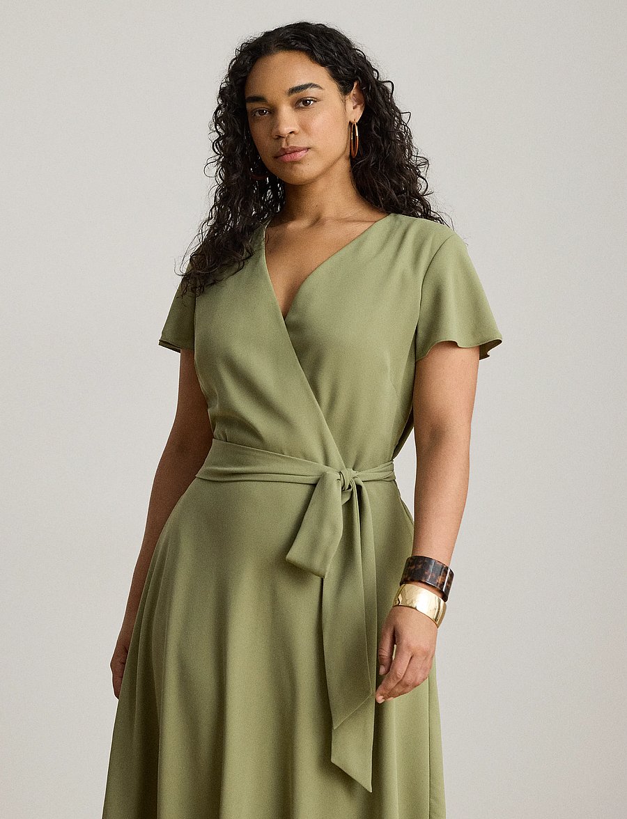 Lauren Ralph Lauren - Belted Georgette Surplice Dress - hõlmikkleidid - light agave - 3