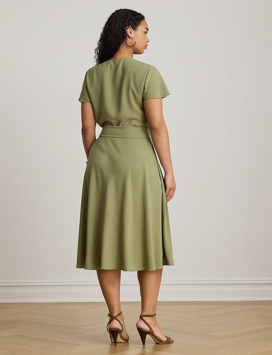 Lauren Ralph Lauren - Belted Georgette Surplice Dress - hõlmikkleidid - light agave - 4