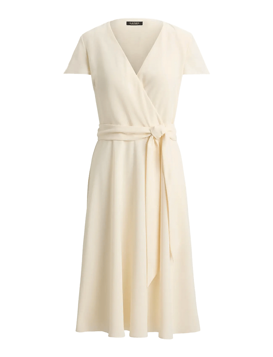 Lauren Ralph Lauren - Belted Georgette Surplice Dress - hõlmikkleidid - mascarpone cream - 1