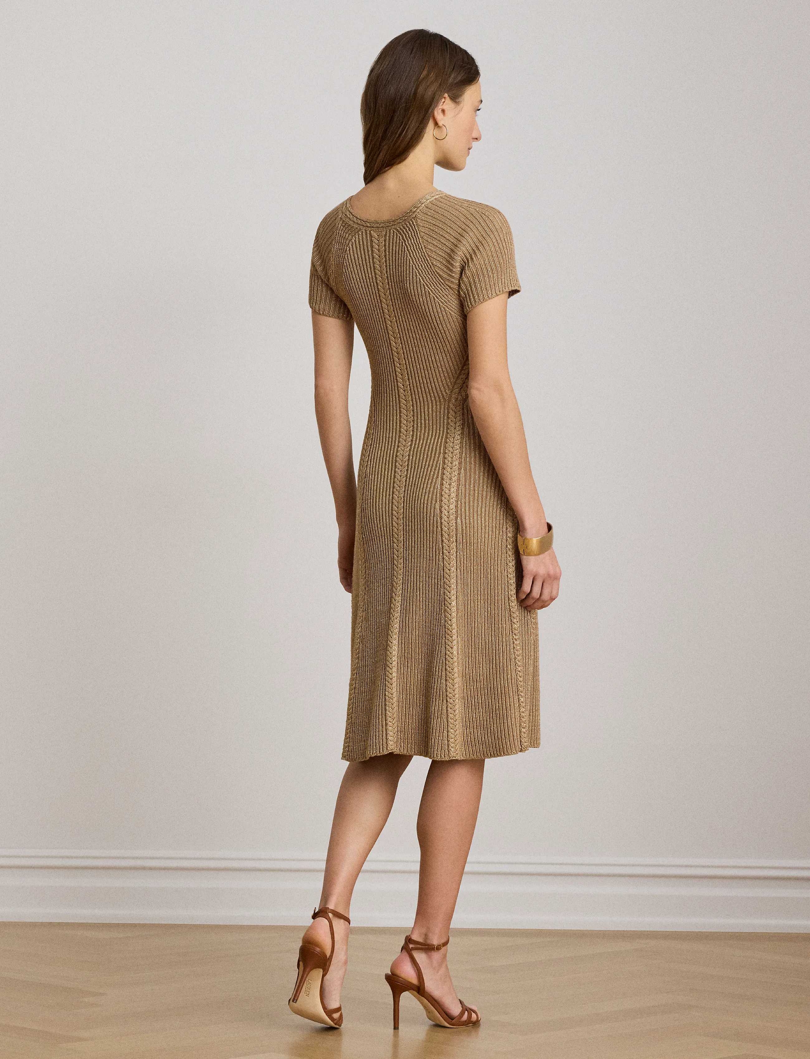 Cable & Rib-Knit Short-Sleeve Dress 2