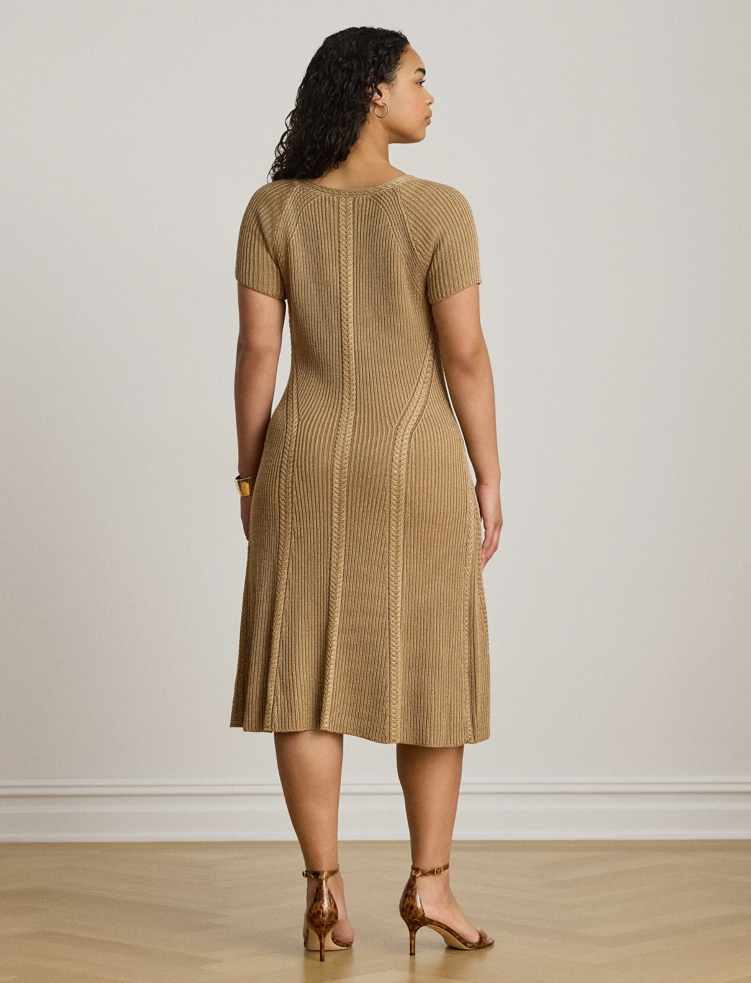 Cable & Rib-Knit Short-Sleeve Dress 5