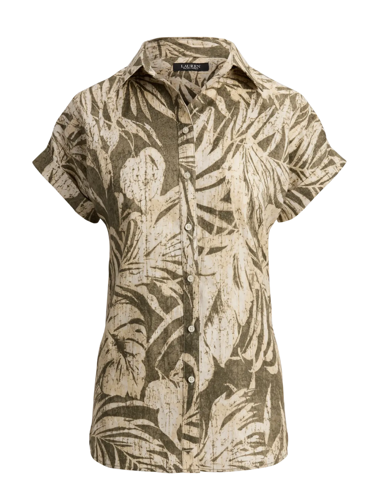 Lauren Ralph Lauren Relaxed Fit Print Short-Sleeve Shirt - Clothing - OLIVE MULTI / green