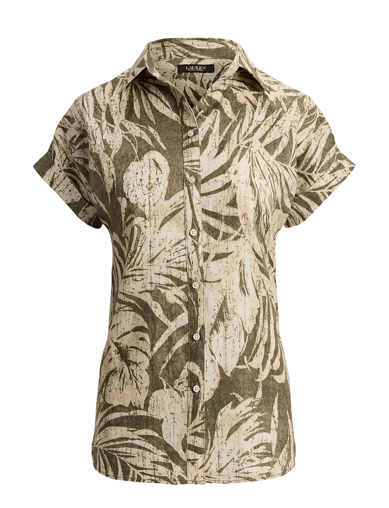 Lauren Ralph Lauren - Relaxed Fit Print Short-Sleeve Shirt - hørskjorter - olive multi - 1